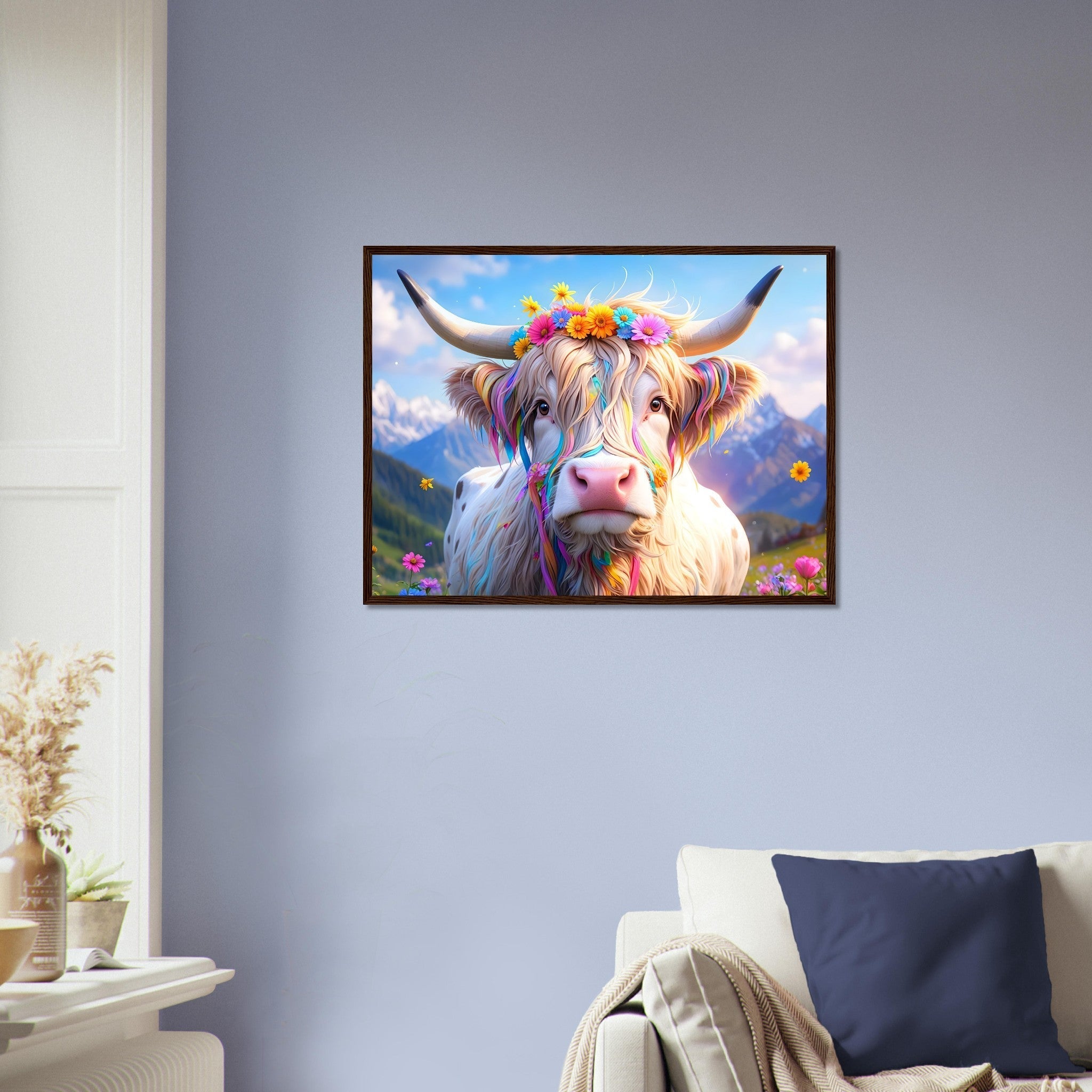 Enchanted Highland Cow Framed Print Magical Rustic Wall Art - WallArtPrints4U