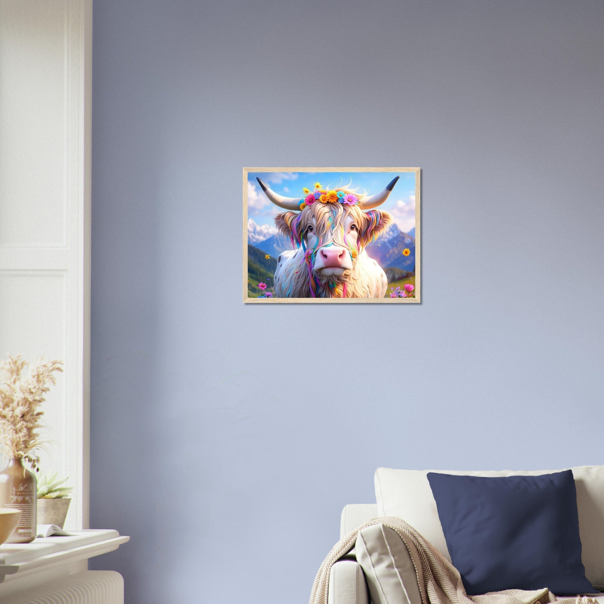 Enchanted Highland Cow Framed Print Magical Rustic Wall Art - WallArtPrints4U