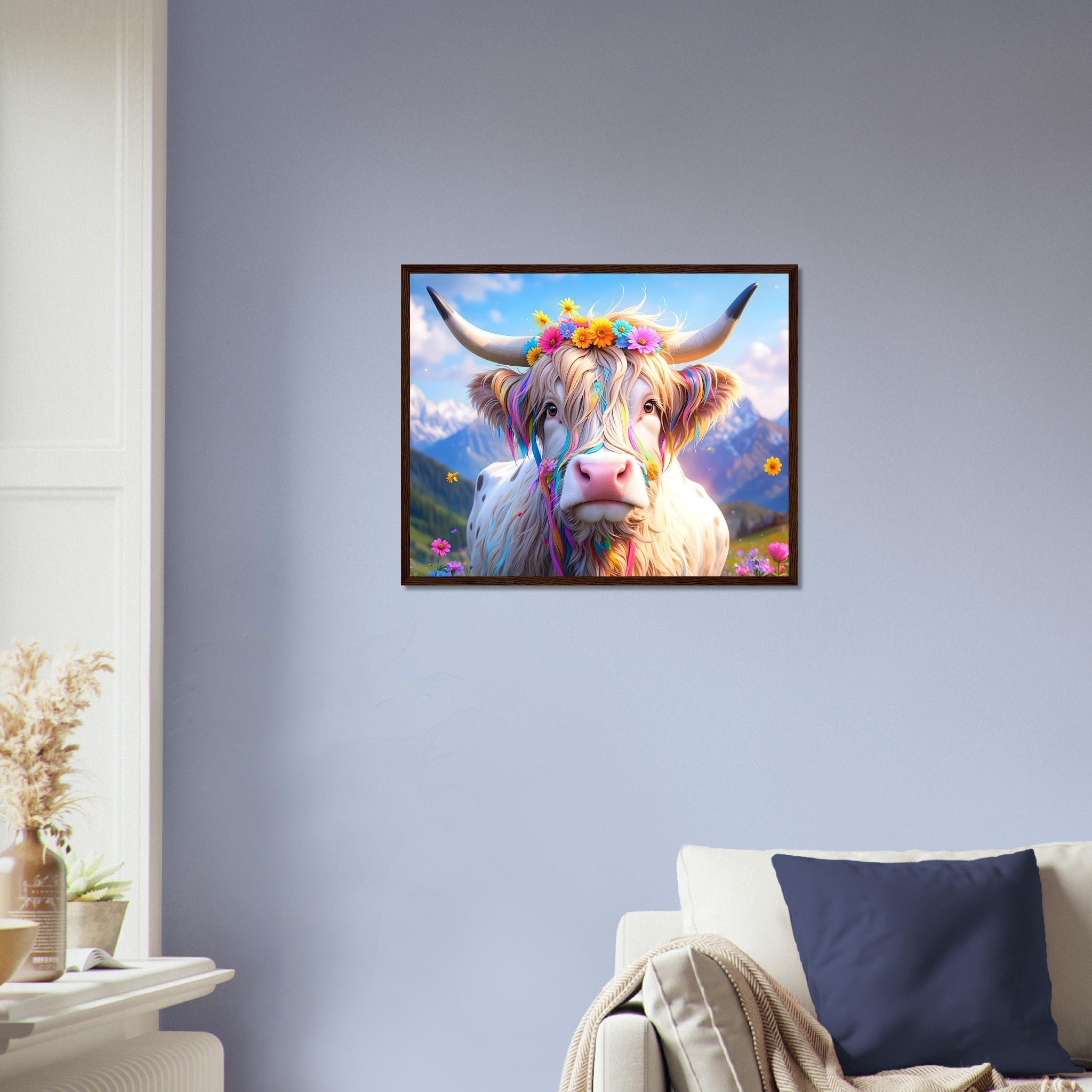 Enchanted Highland Cow Framed Print Magical Rustic Wall Art - WallArtPrints4U