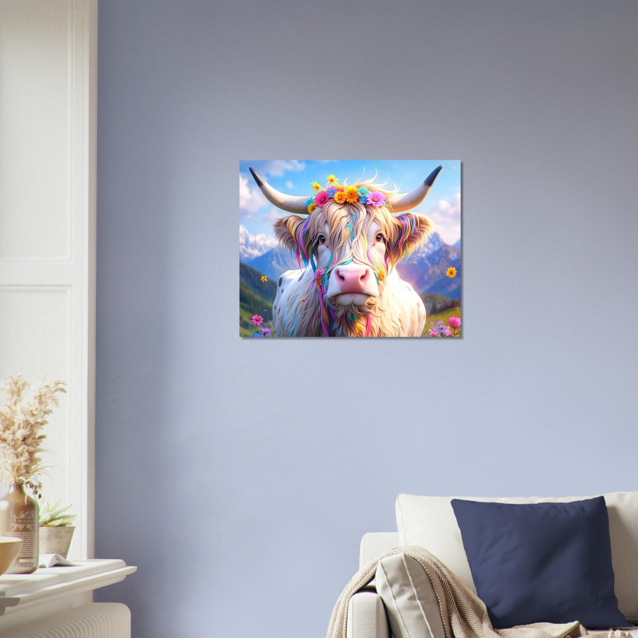 Enchanted Highland Cow Poster Magical Rustic Boho Decor - WallArtPrints4U