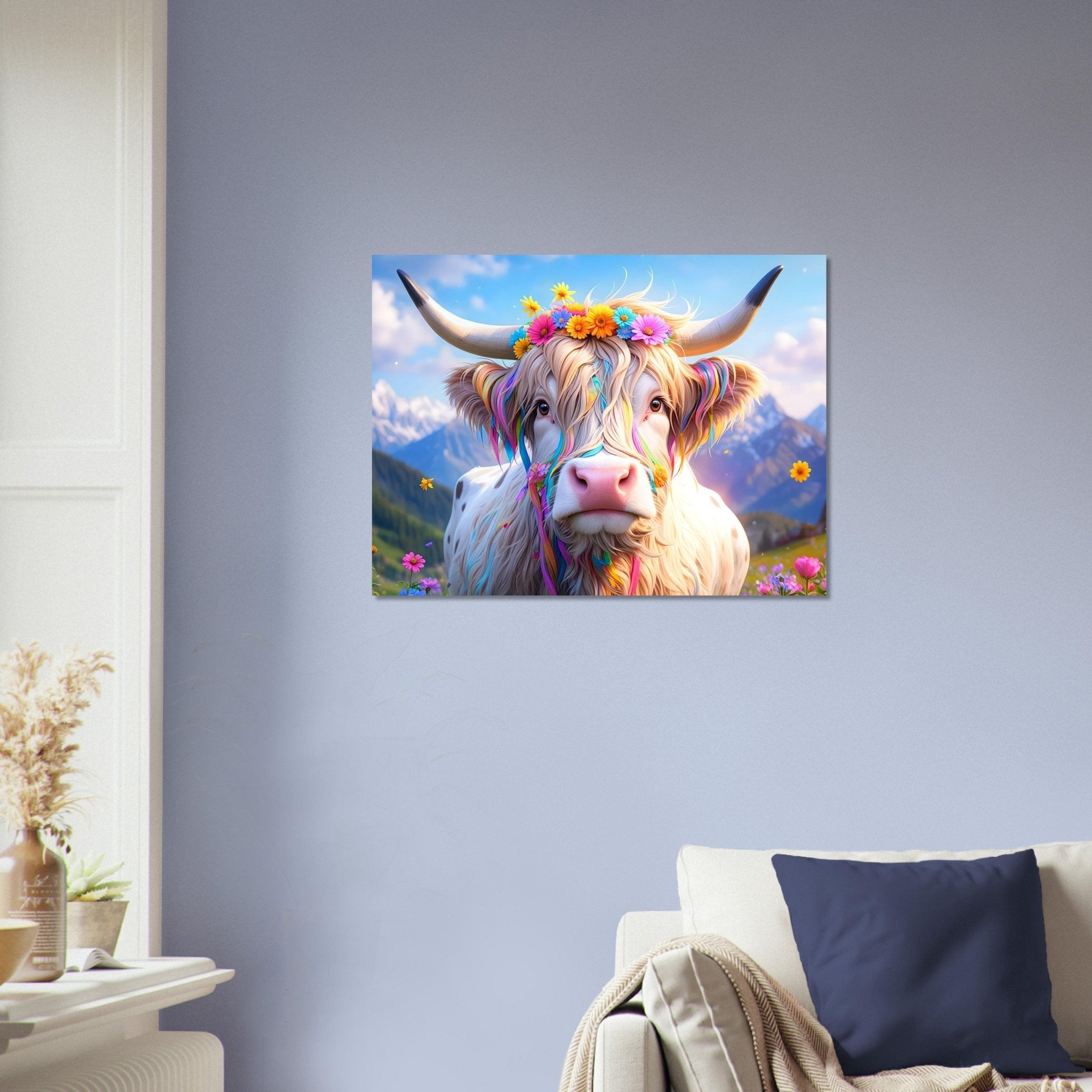 Enchanted Highland Cow Poster Magical Rustic Boho Decor - WallArtPrints4U