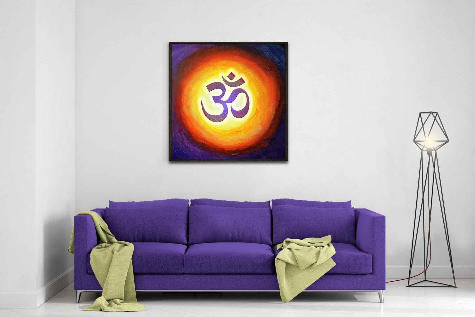 Framed Om Symbol Spiritual Print Yoga Wall Art Meditation Energy Decor - WallArtPrints4U