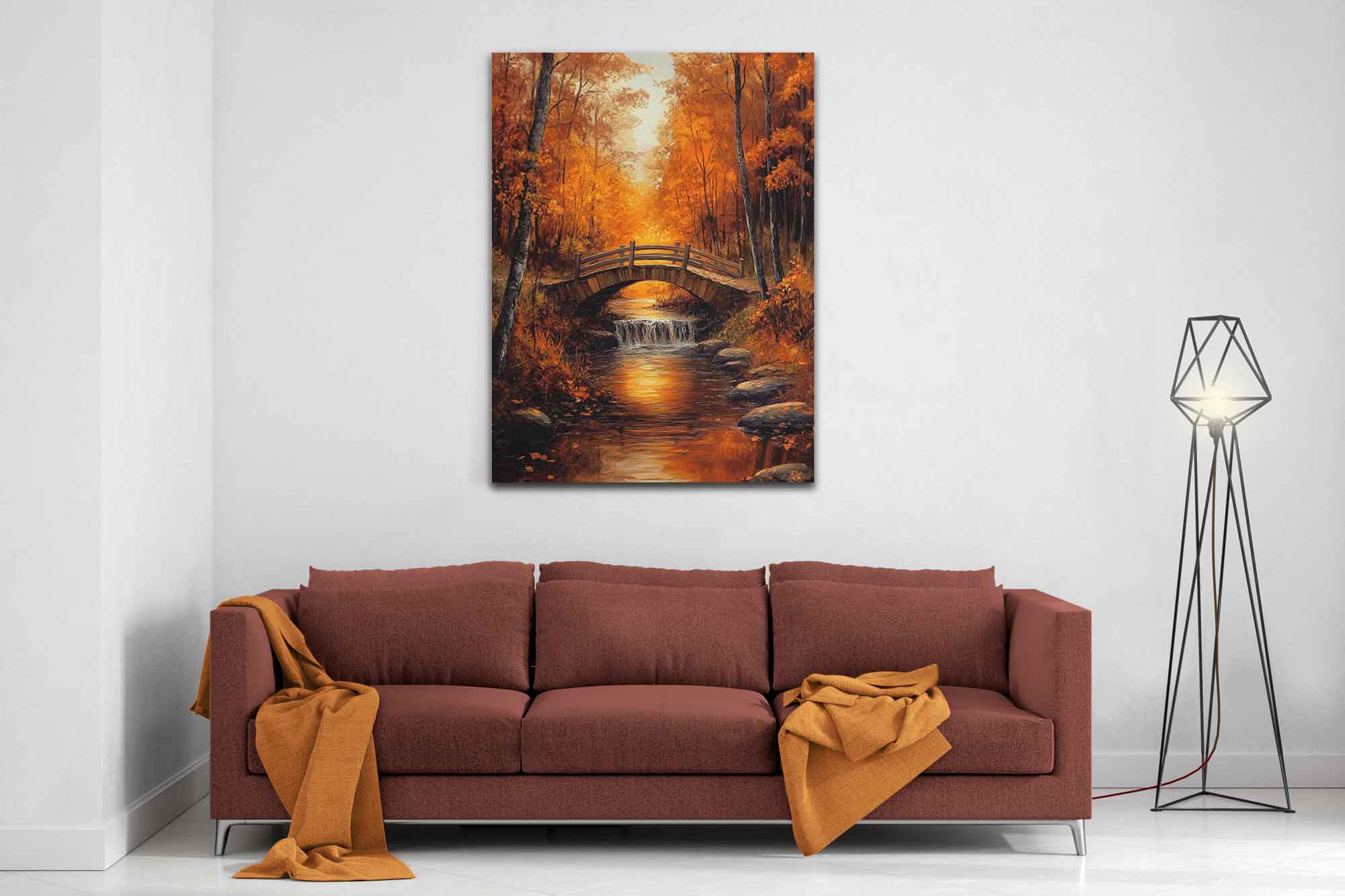 Golden Autumn Landscape Canvas Print – Fall Foliage Wall Art Painting Canvas - WallArtPrints4U