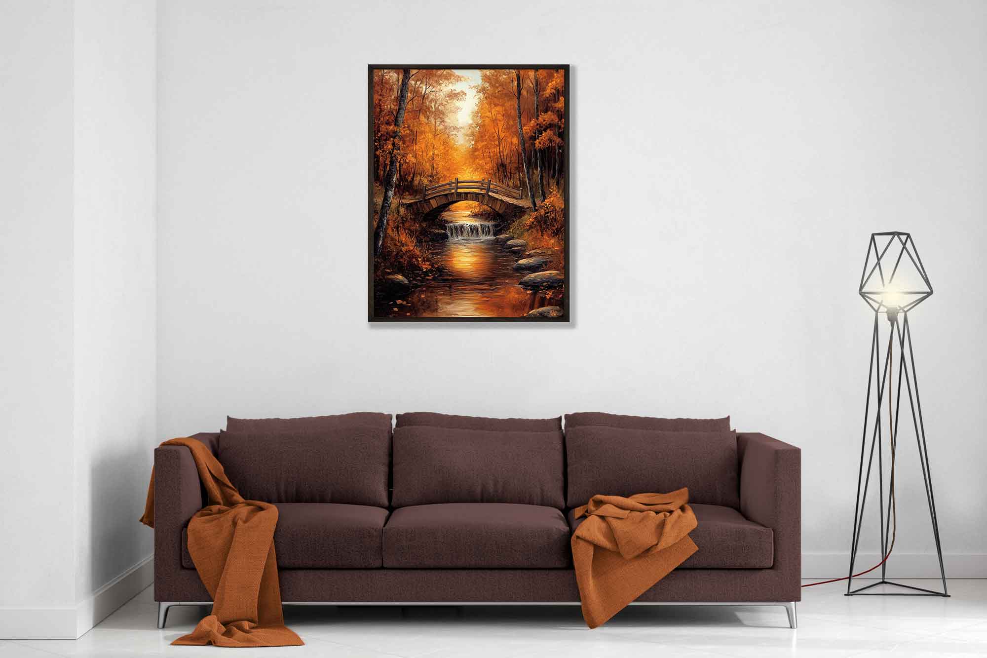 Golden Autumn Landscape Framed Print – Fall Foliage Wall Art Painting Framed - WallArtPrints4U