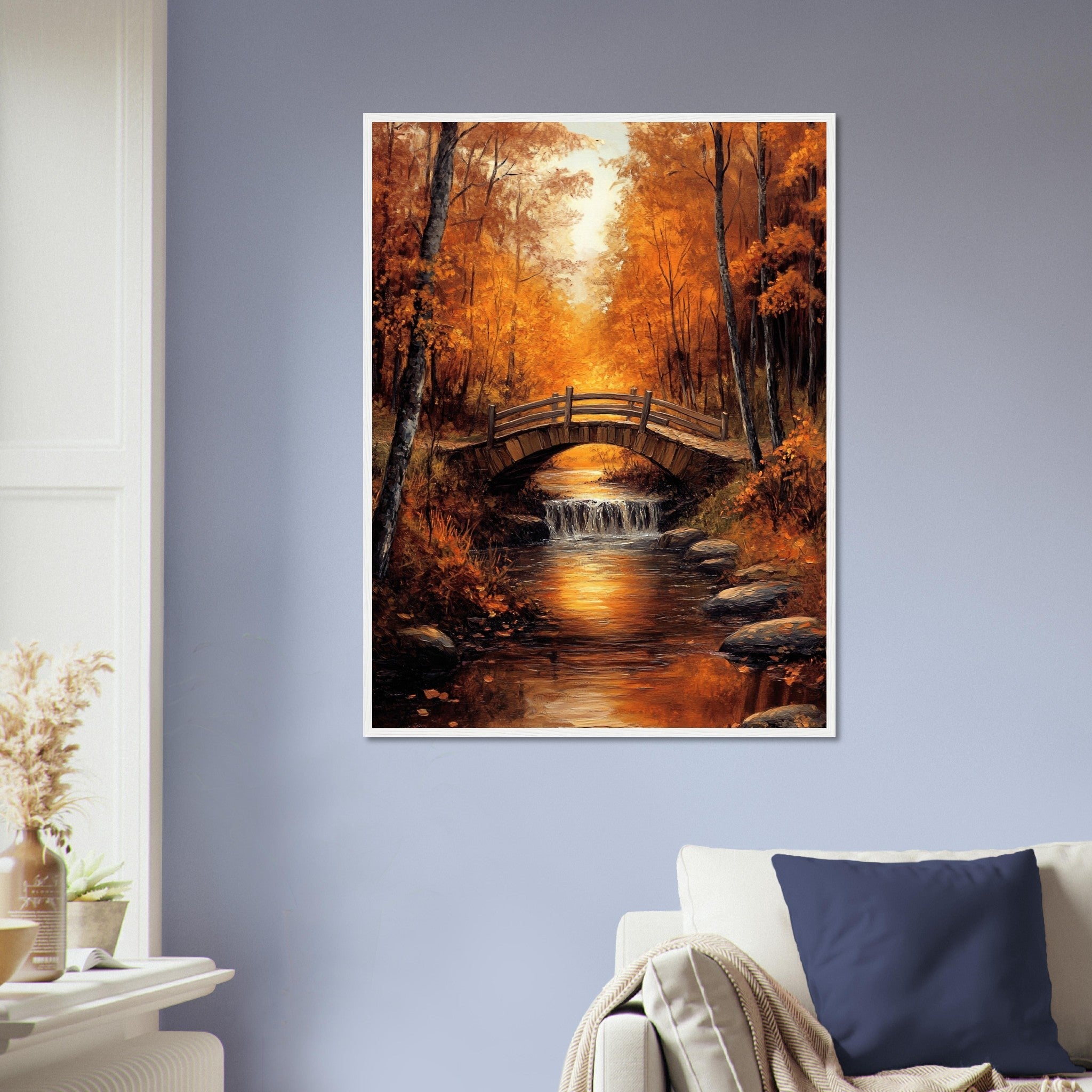 Golden Autumn Landscape Framed Print – Fall Foliage Wall Art Painting Framed - WallArtPrints4U