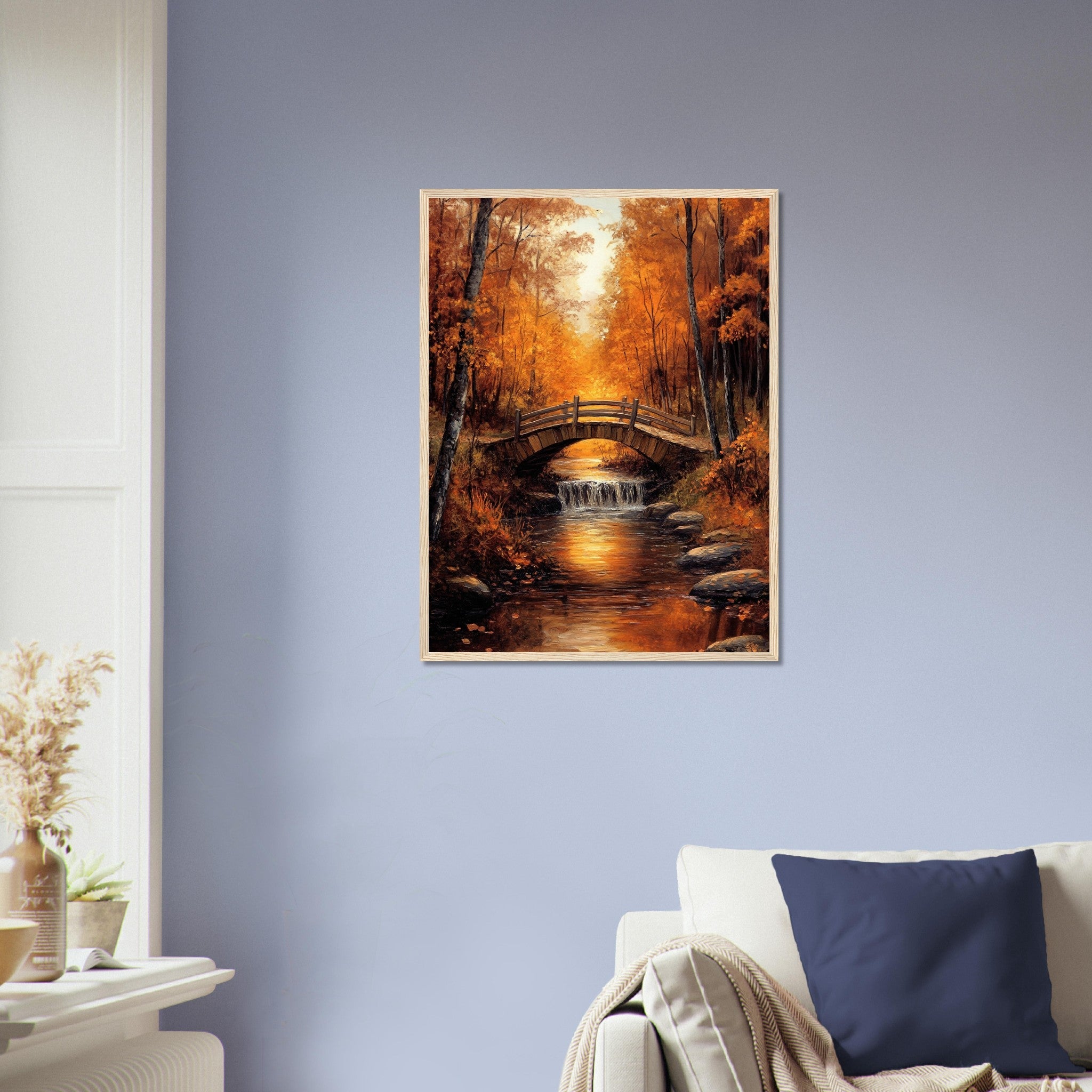 Golden Autumn Landscape Framed Print – Fall Foliage Wall Art Painting Framed - WallArtPrints4U