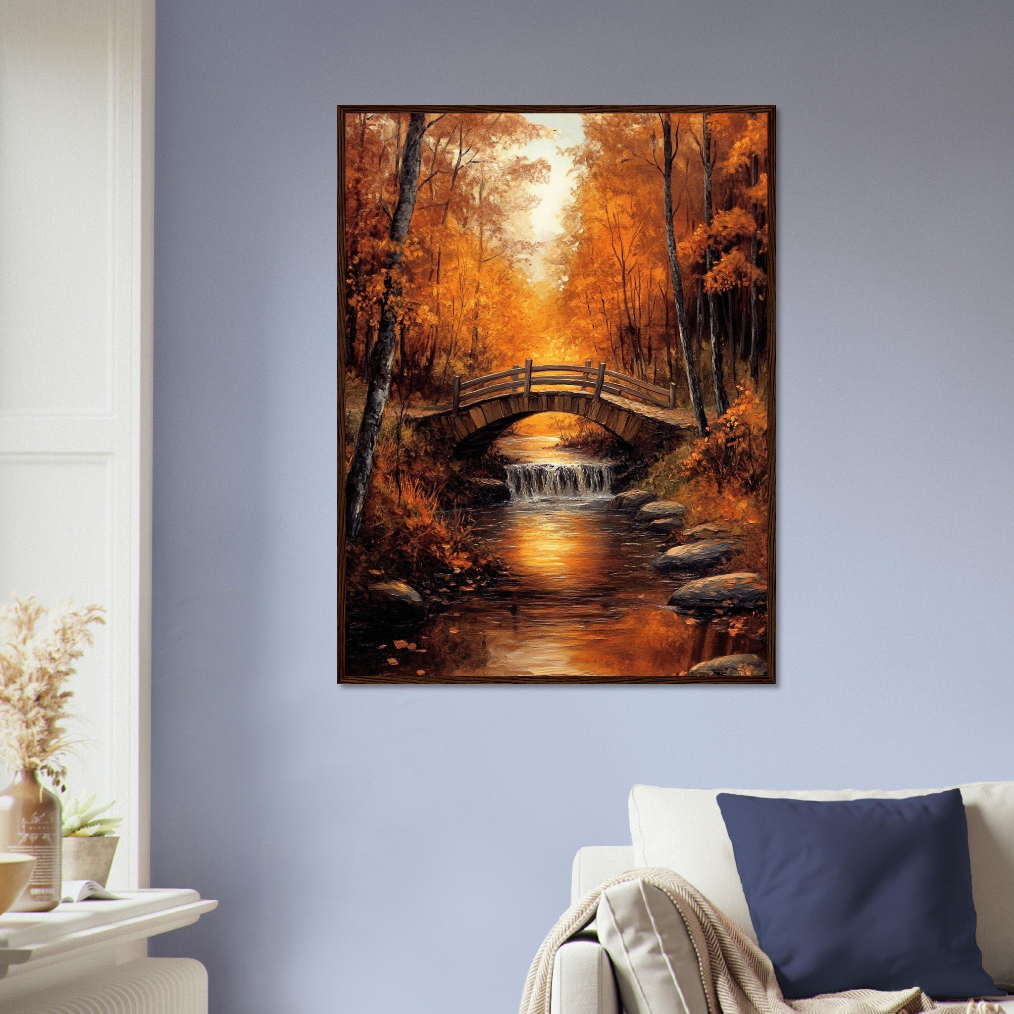 Golden Autumn Landscape Framed Print – Fall Foliage Wall Art Painting Framed - WallArtPrints4U