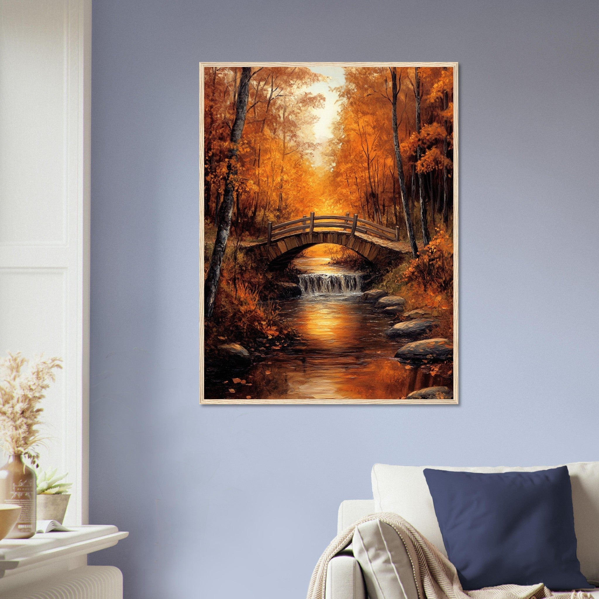 Golden Autumn Landscape Framed Print – Fall Foliage Wall Art Painting Framed - WallArtPrints4U