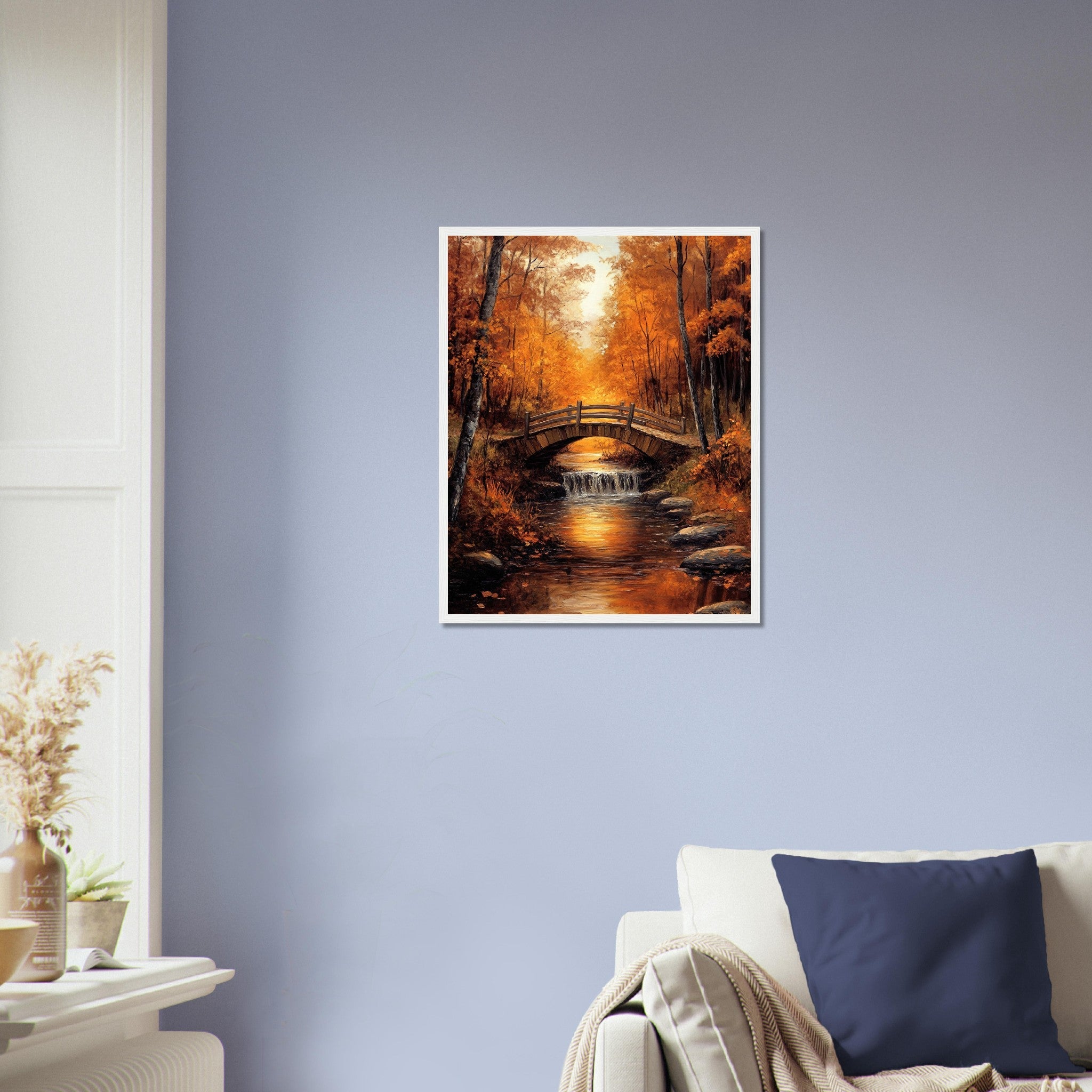 Golden Autumn Landscape Framed Print – Fall Foliage Wall Art Painting Framed - WallArtPrints4U