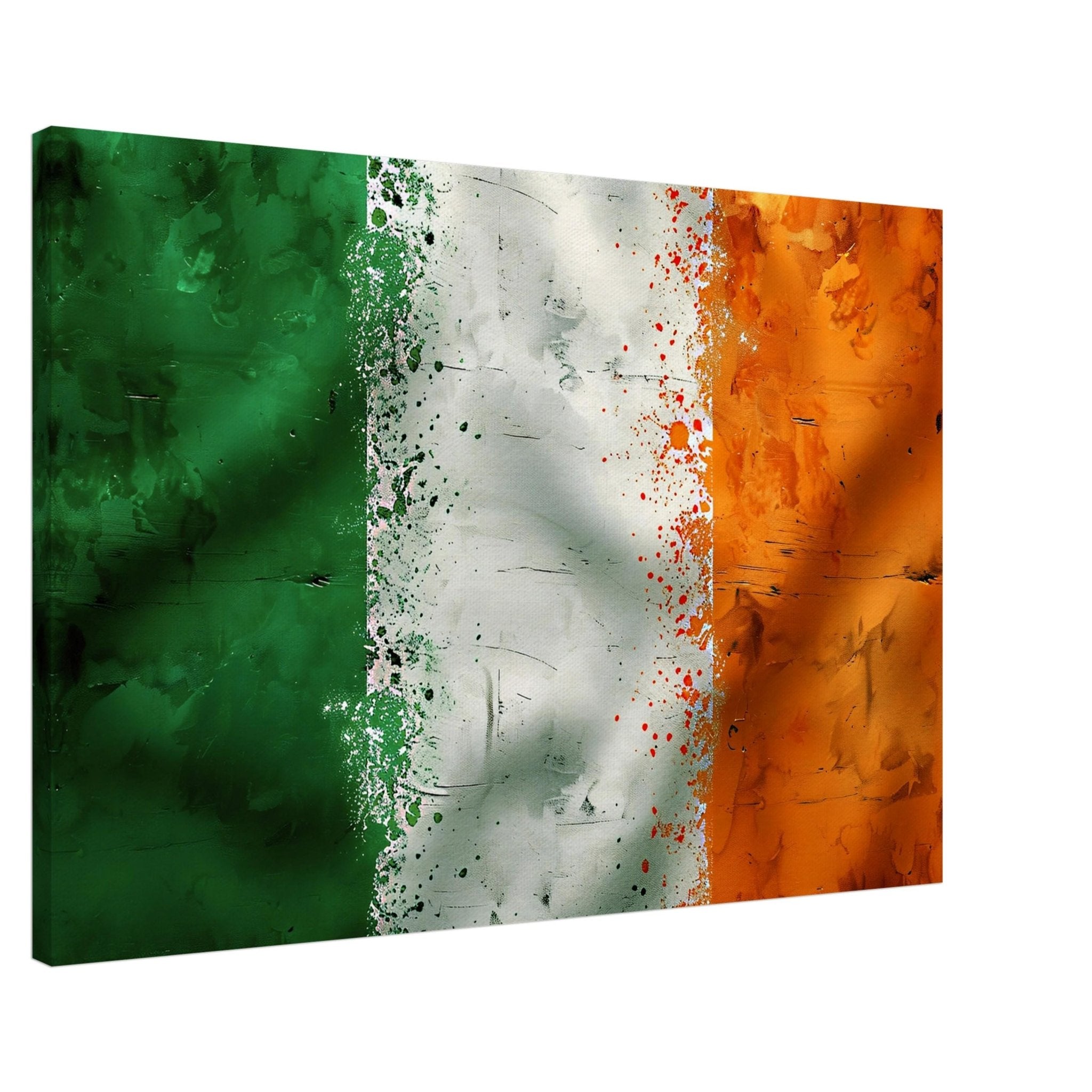 Grungy Irish Flag Canvas Distressed Ireland Wall Art St Patricks Day Vintage Decor - WallArtPrints4U