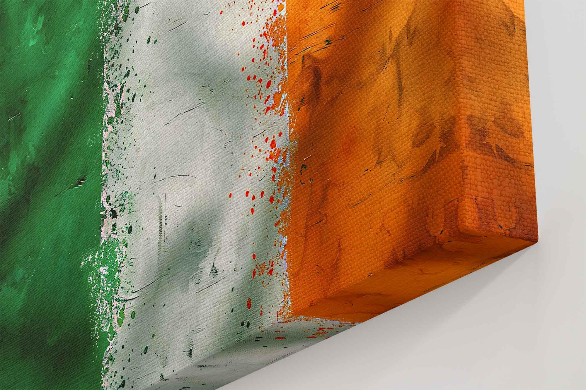 Grungy Irish Flag Canvas Distressed Ireland Wall Art St Patricks Day Vintage Decor - WallArtPrints4U
