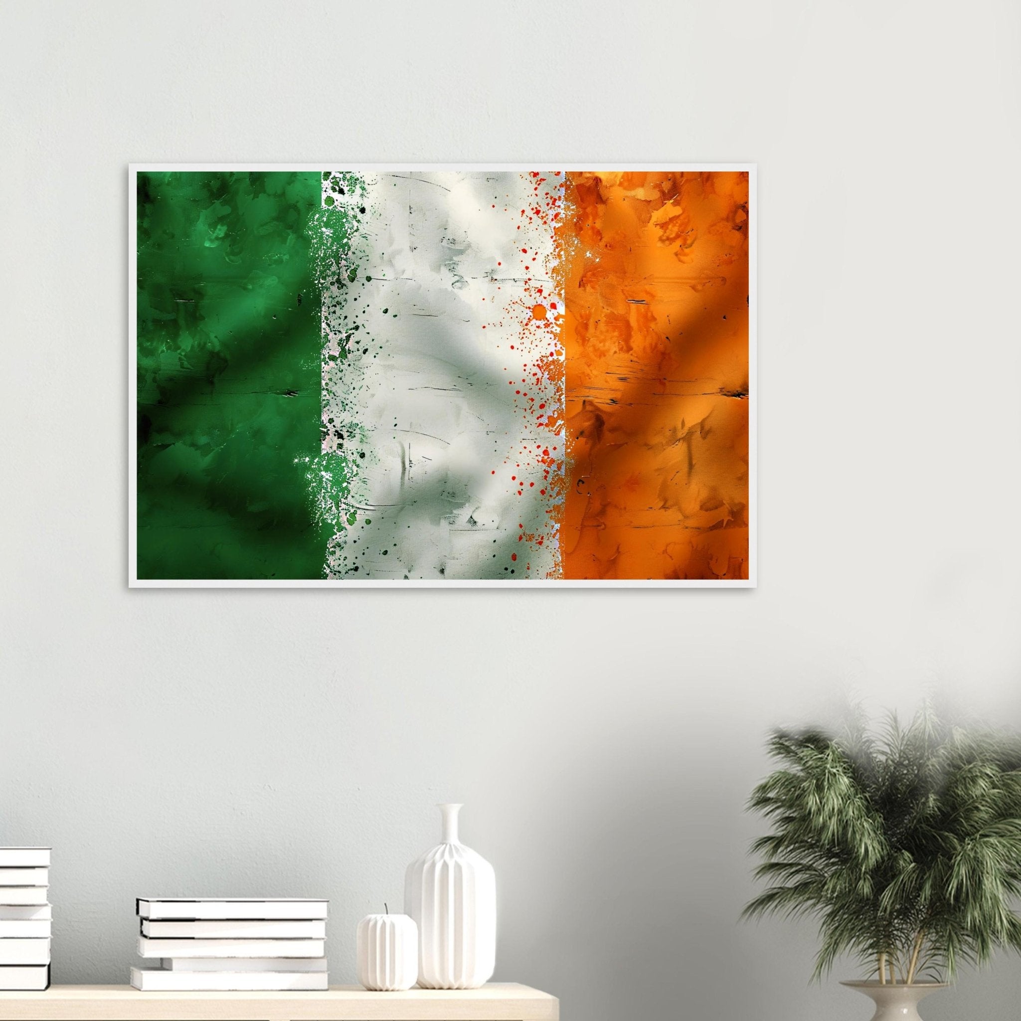 Grungy Irish Flag Framed Print Distressed St Patricks Day Wall Art Vintage Irish Gift - WallArtPrints4U