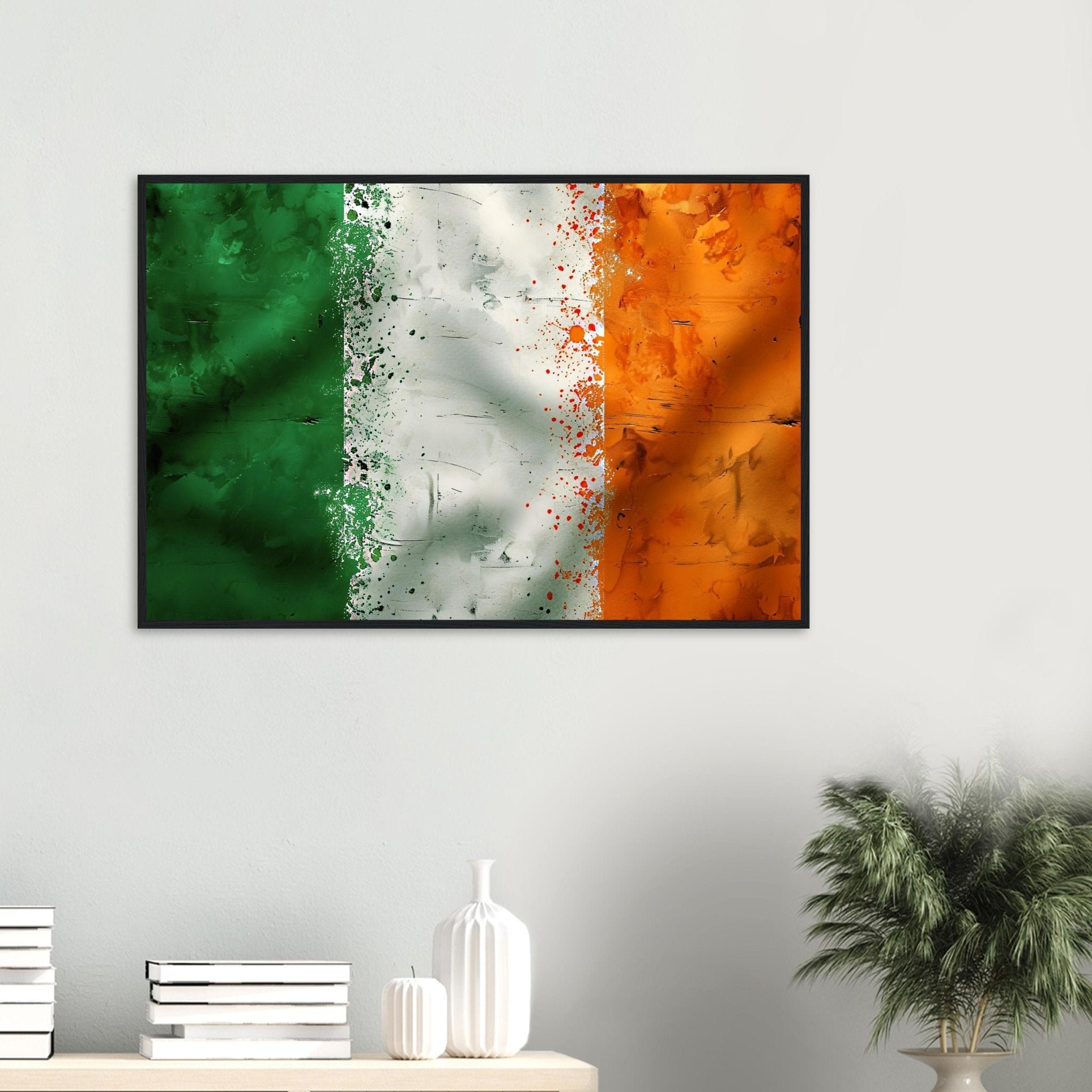 Grungy Irish Flag Framed Print Distressed St Patricks Day Wall Art Vintage Irish Gift - WallArtPrints4U