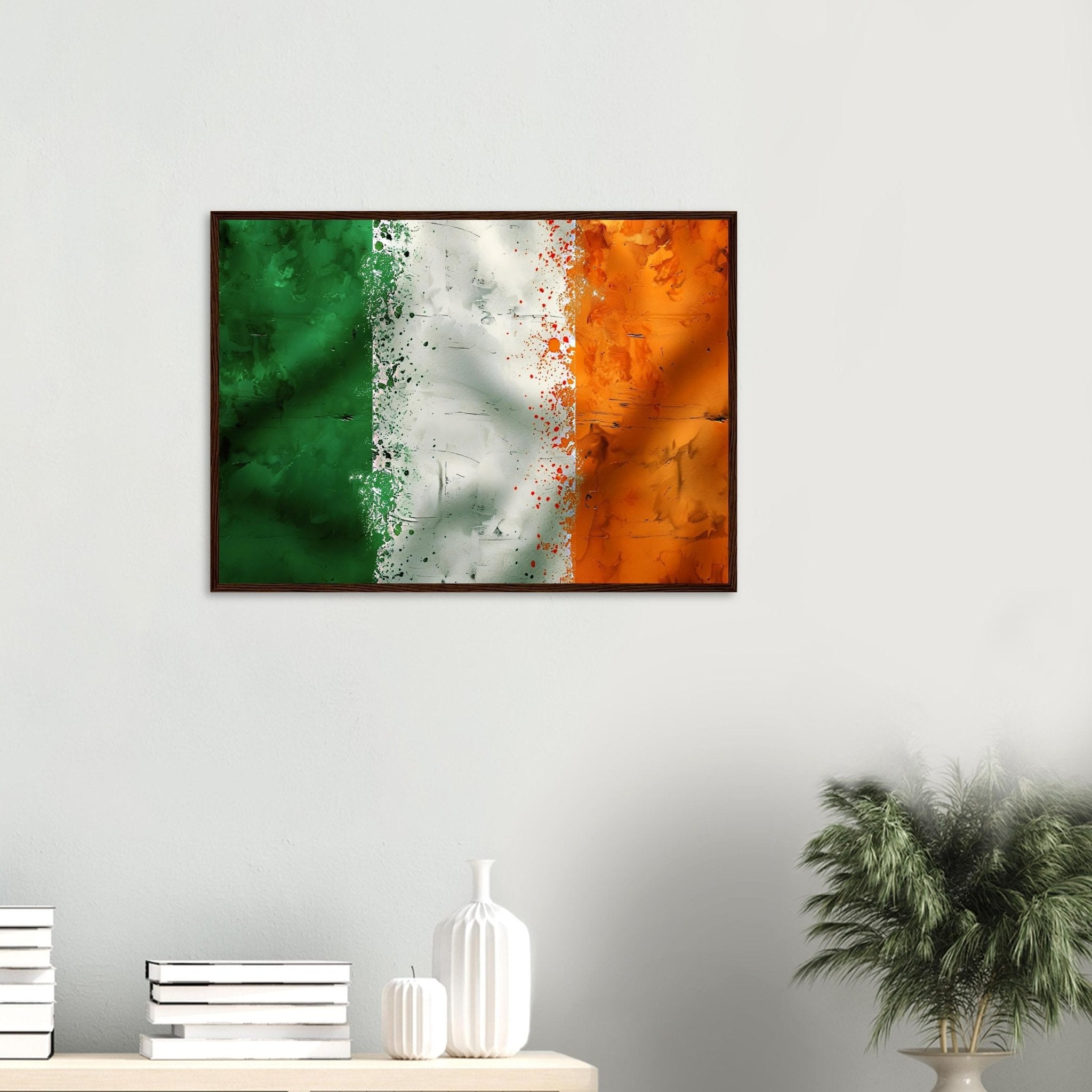 Grungy Irish Flag Framed Print Distressed St Patricks Day Wall Art Vintage Irish Gift - WallArtPrints4U