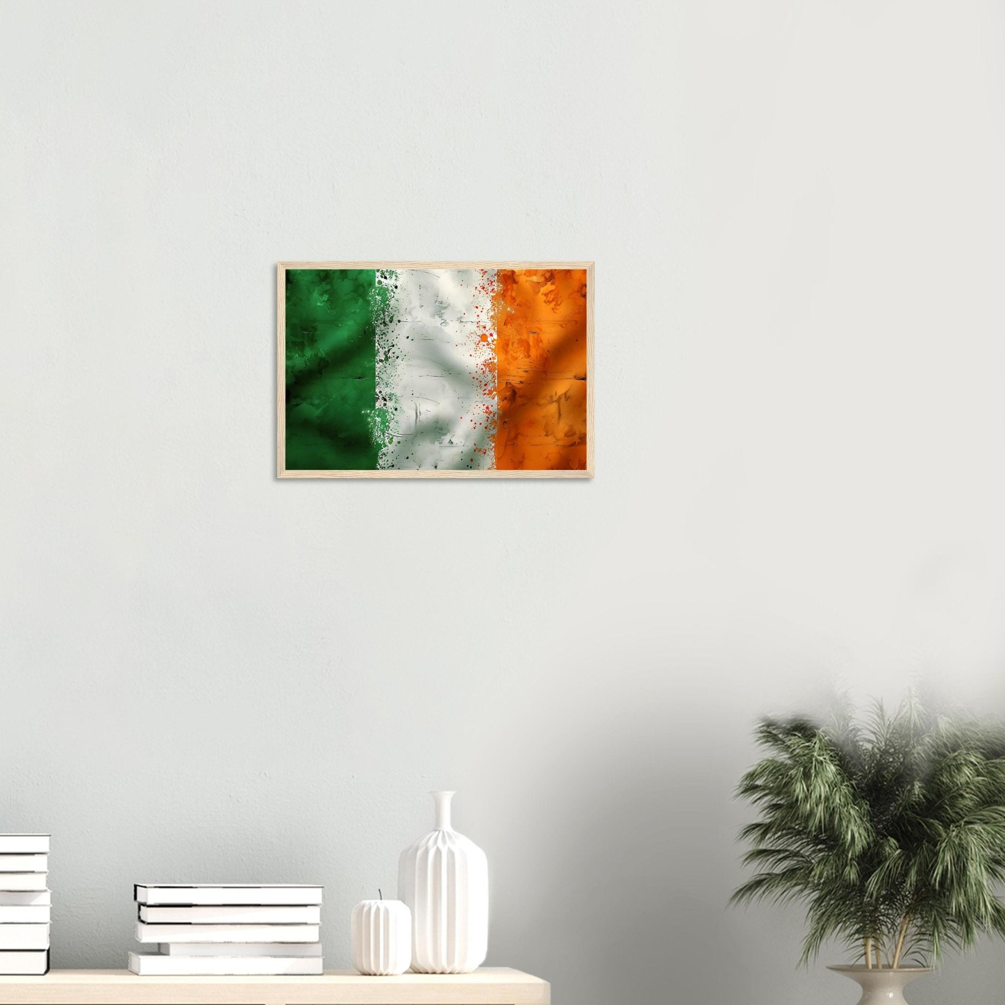 Grungy Irish Flag Framed Print Distressed St Patricks Day Wall Art Vintage Irish Gift - WallArtPrints4U