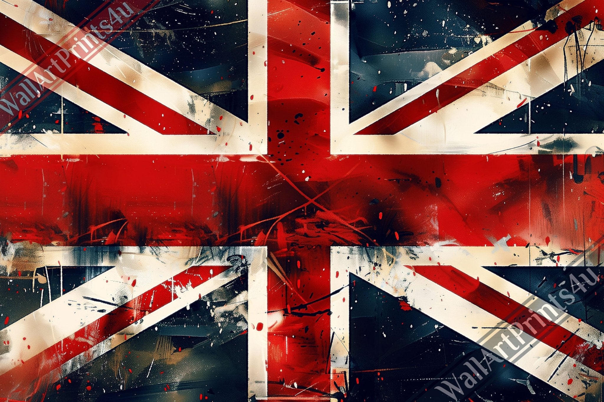 Grungy Union Jack Flag Canvas - Distressed British Flag Art Canvas Print, Street Art Style Wall Decor - WallArtPrints4U