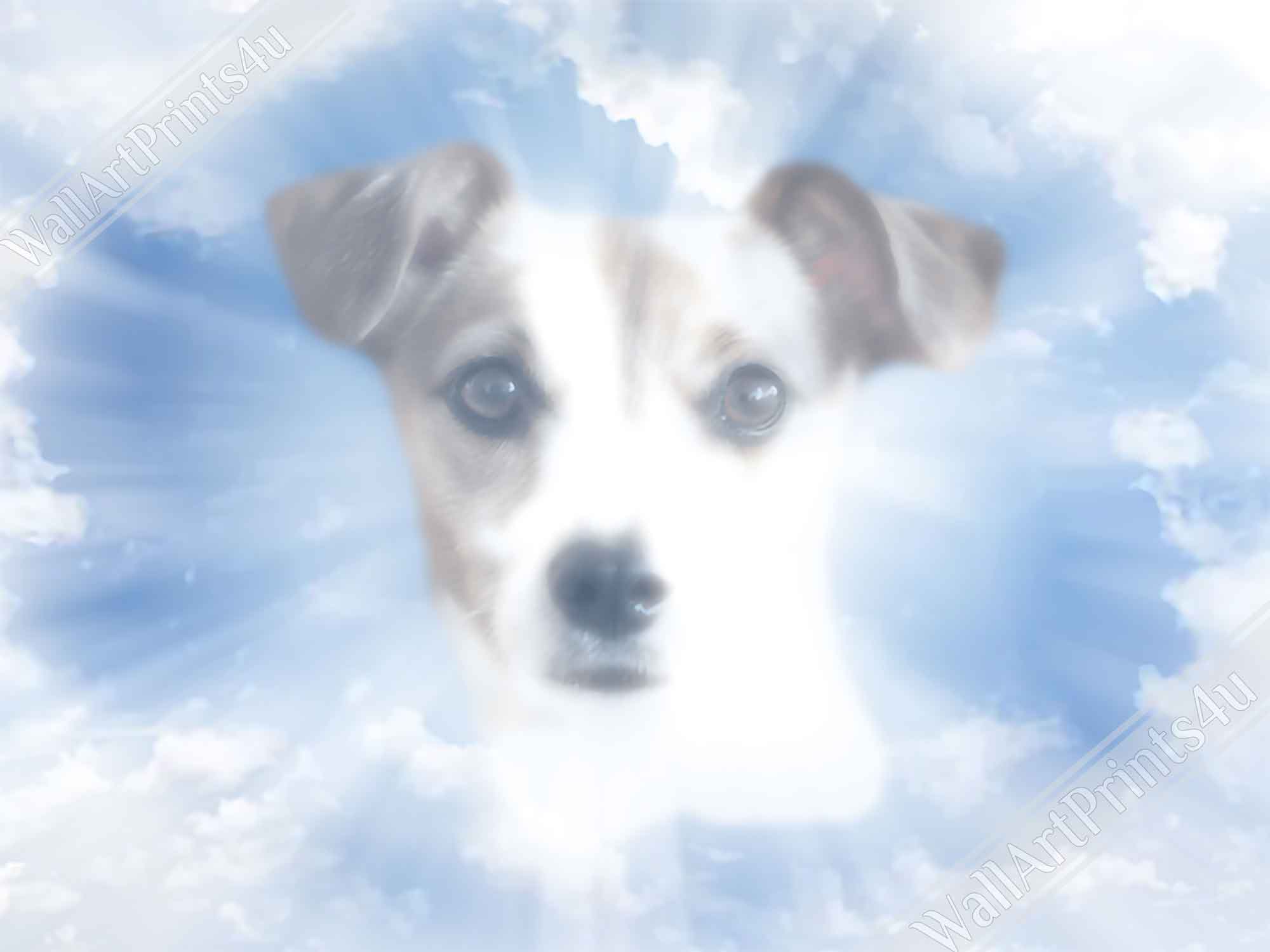 Heavenly Dog Remembrance Portrait Poster Custom Print, Pet Memorial From Photo - WallArtPrints4U