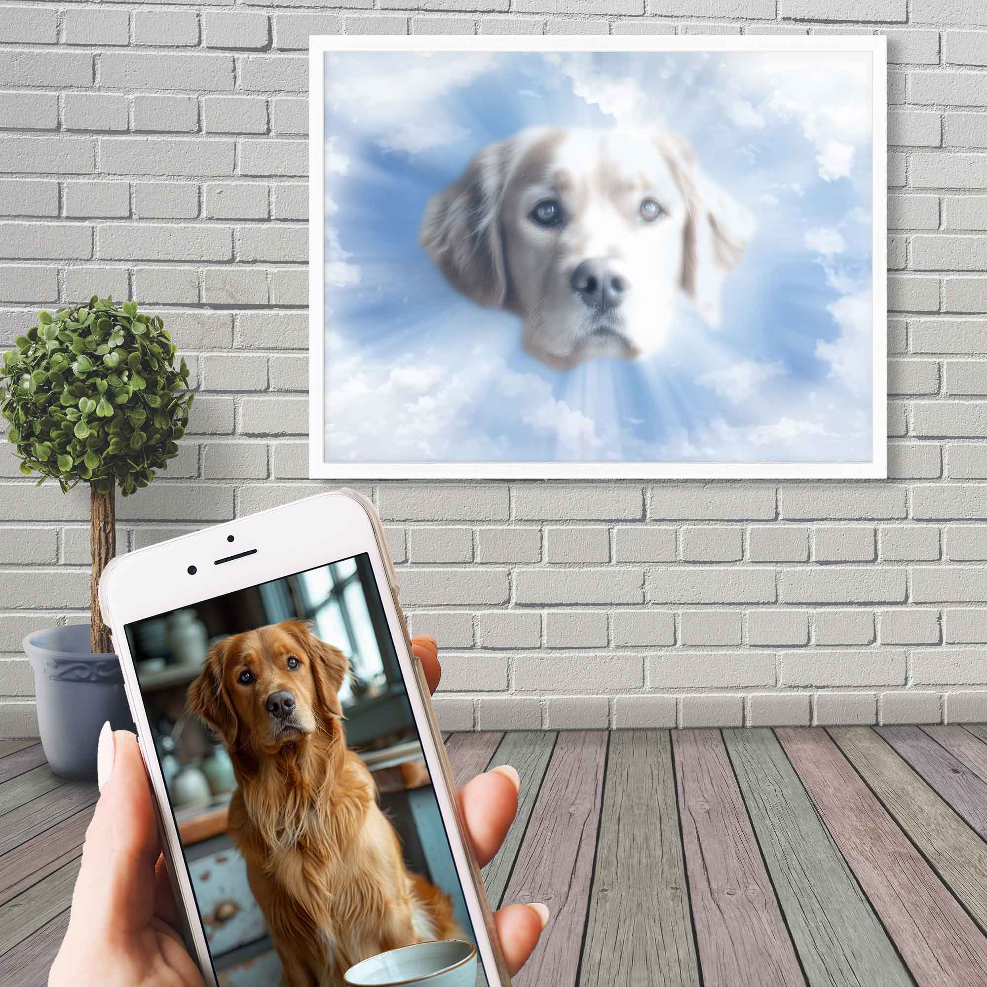 Heavenly Dog Remembrance Portrait Poster Custom Print, Pet Memorial From Photo - WallArtPrints4U