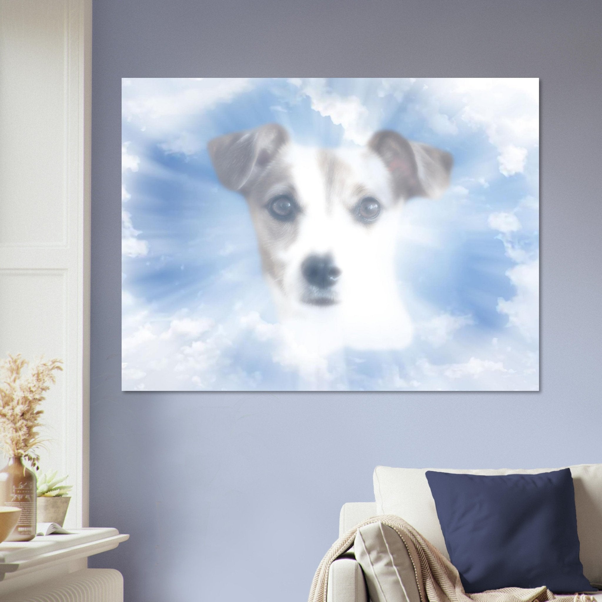 Heavenly Dog Remembrance Portrait Poster Custom Print, Pet Memorial From Photo - WallArtPrints4U