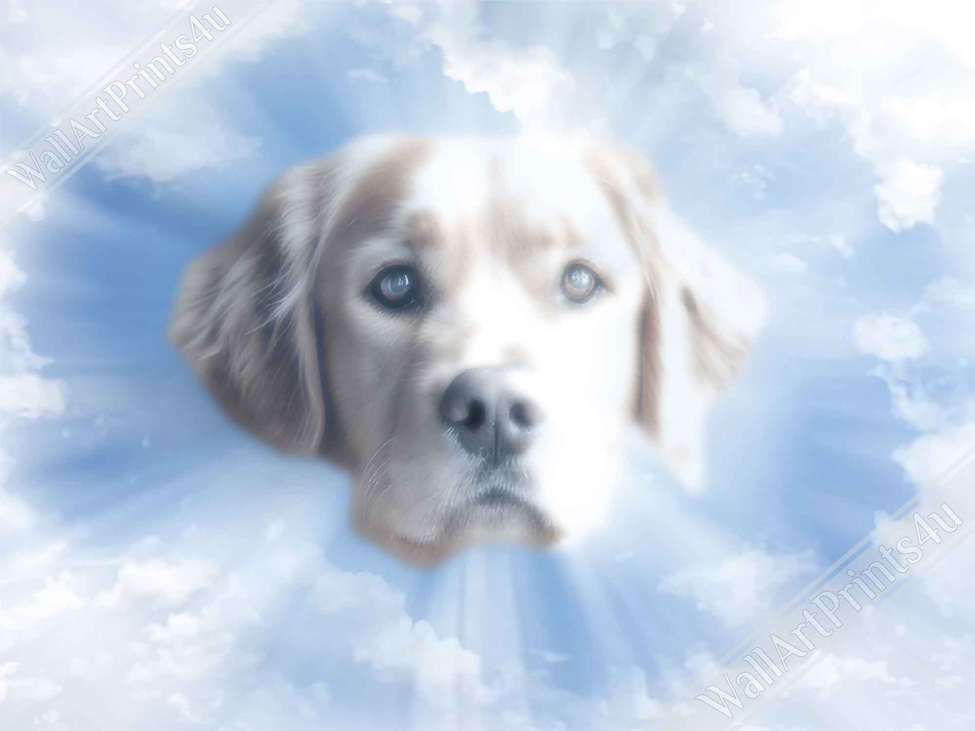 Heavenly Dog Remembrance Portrait Poster Custom Print, Pet Memorial From Photo - WallArtPrints4U