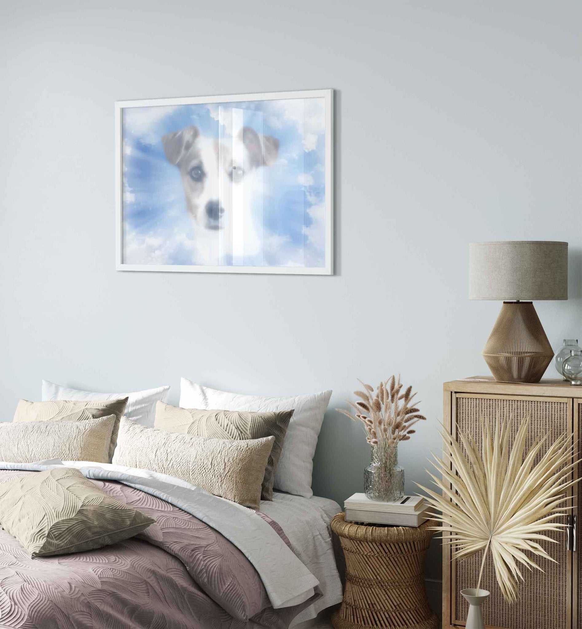 Heavenly Pet Portrait Framed Custom Print, Dog Portrait From Photo - WallArtPrints4U