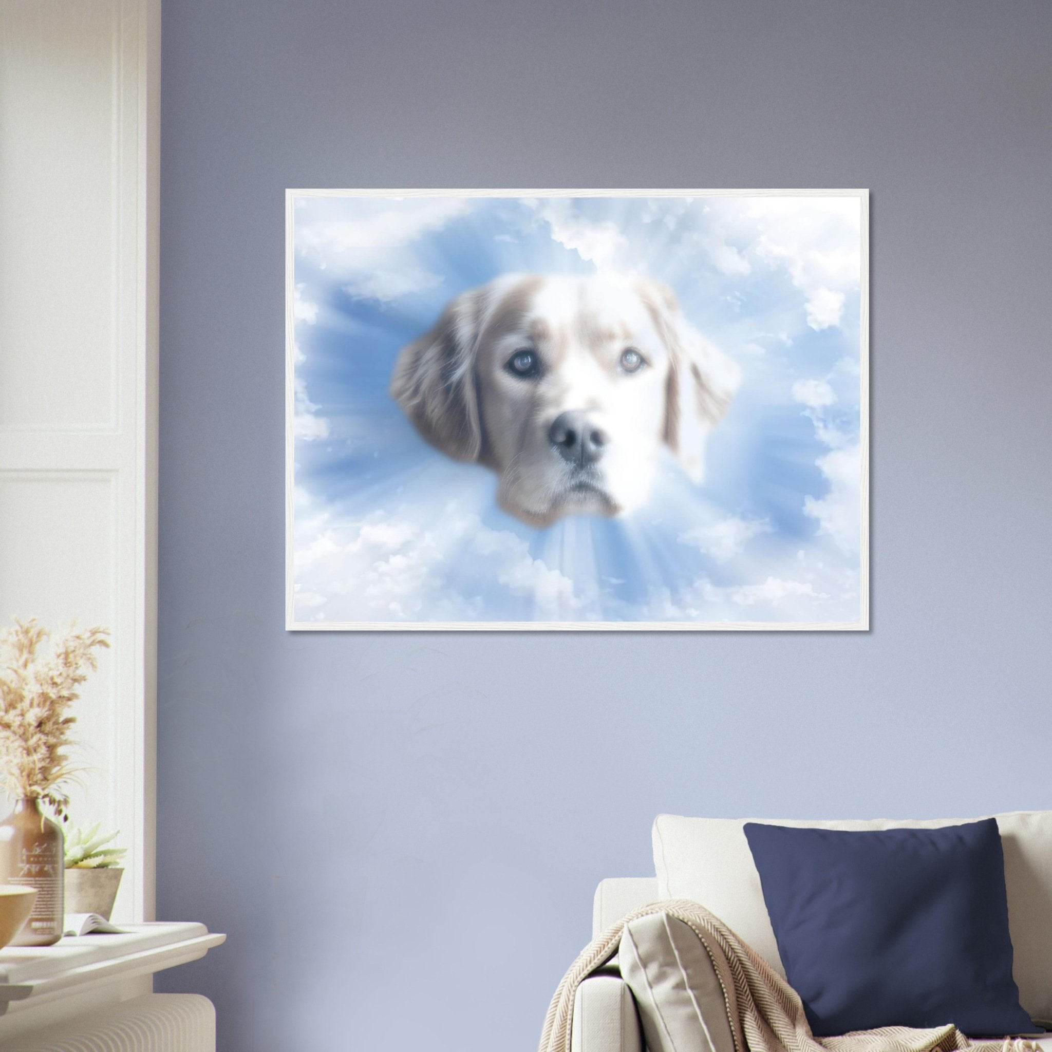 Heavenly Pet Portrait Framed Custom Print, Dog Portrait From Photo - WallArtPrints4U