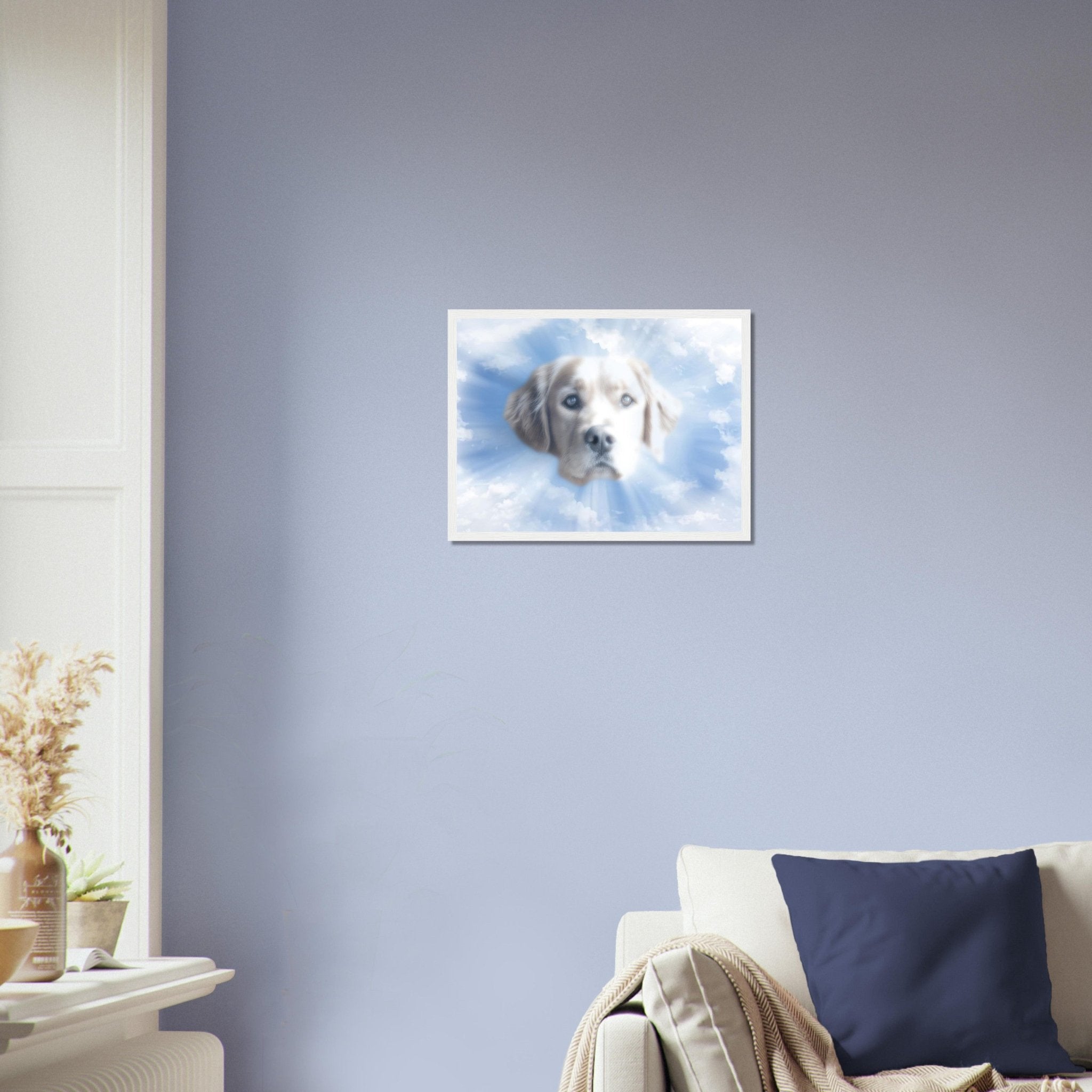 Heavenly Pet Portrait Framed Custom Print, Dog Portrait From Photo - WallArtPrints4U