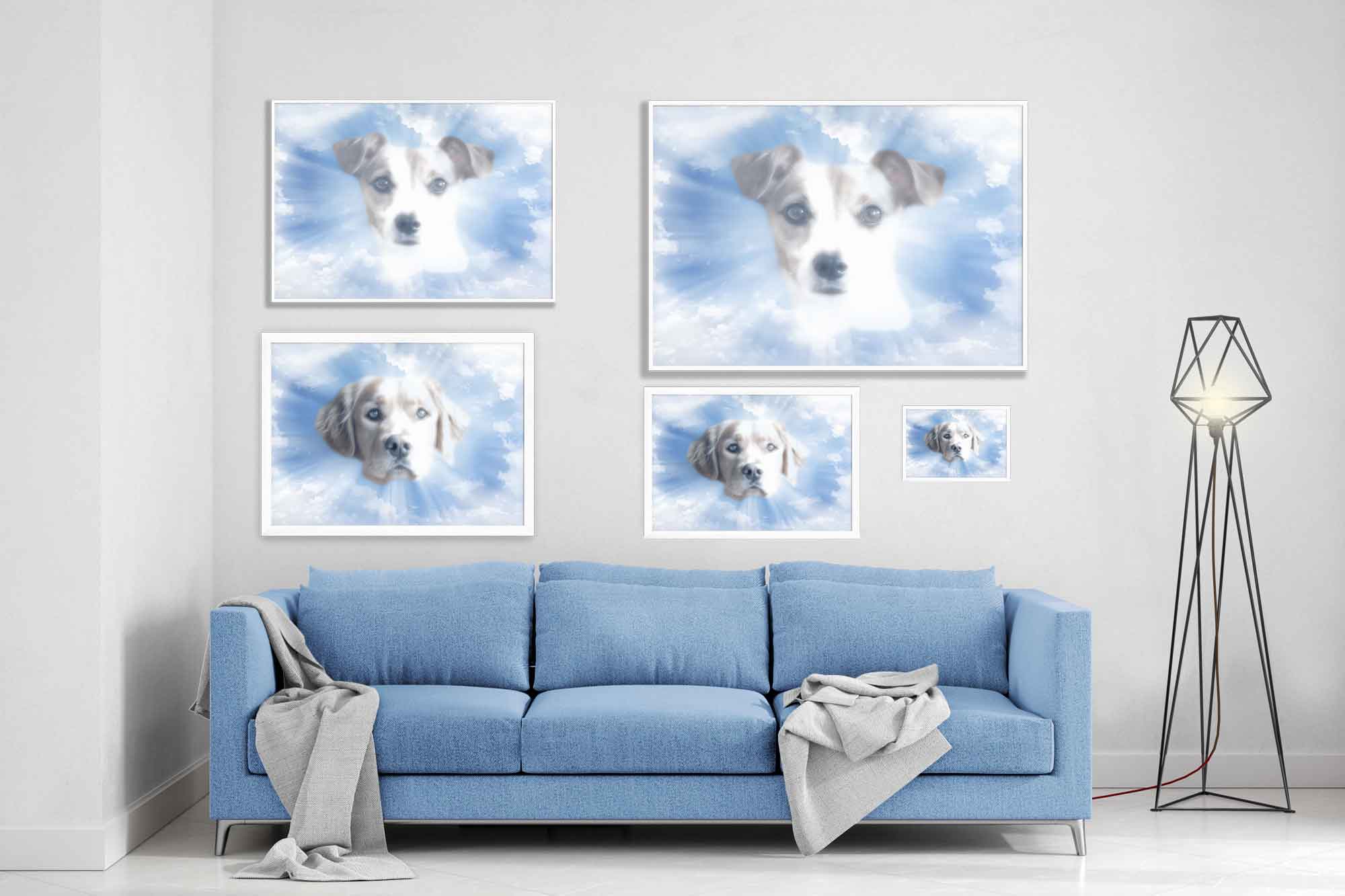 Heavenly Pet Portrait Framed Custom Print, Dog Portrait From Photo - WallArtPrints4U