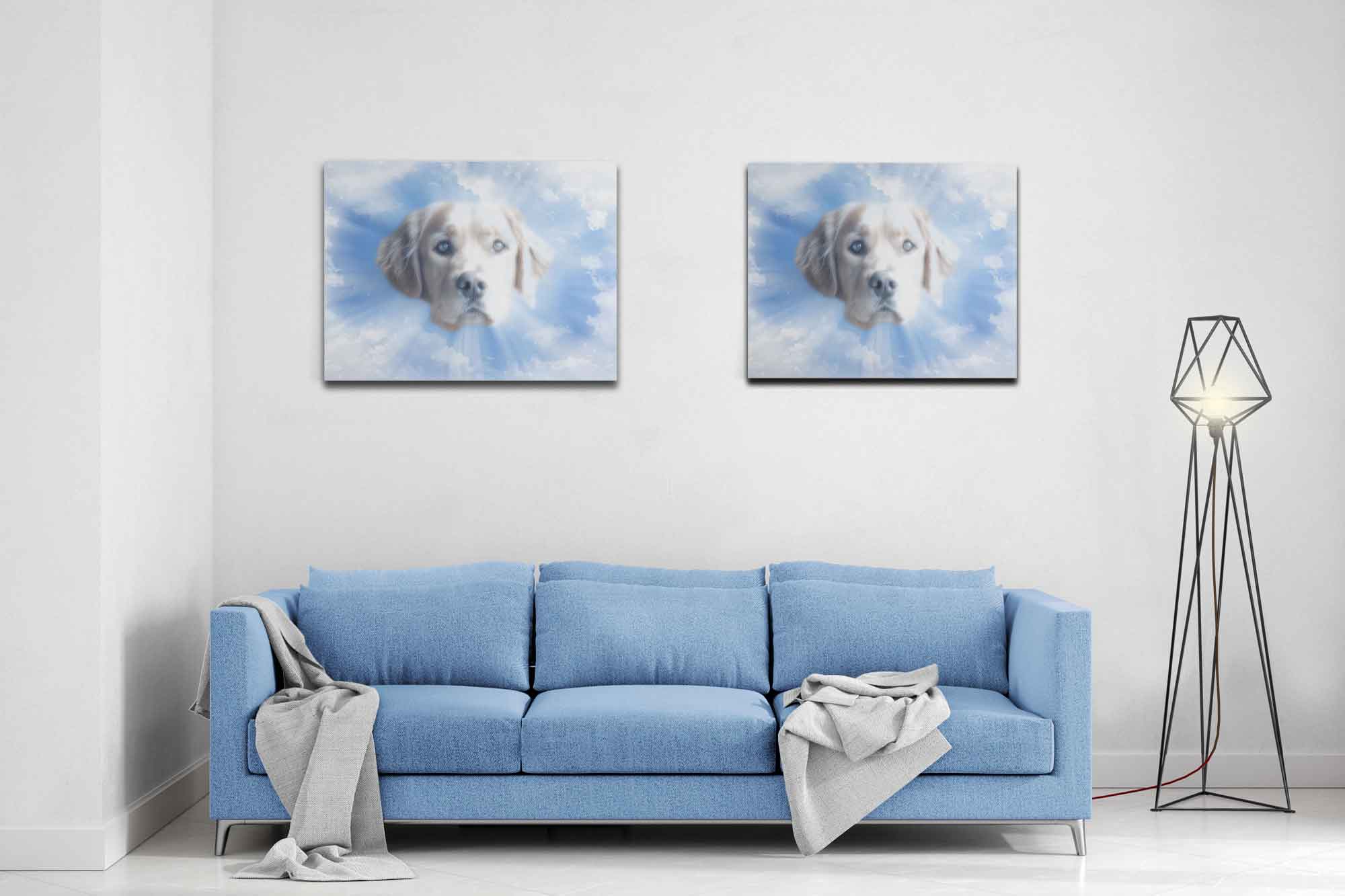 Heavenly Pet Portrait Remebrance Canvas Custom Print, Dog Portrait From Photo - WallArtPrints4U