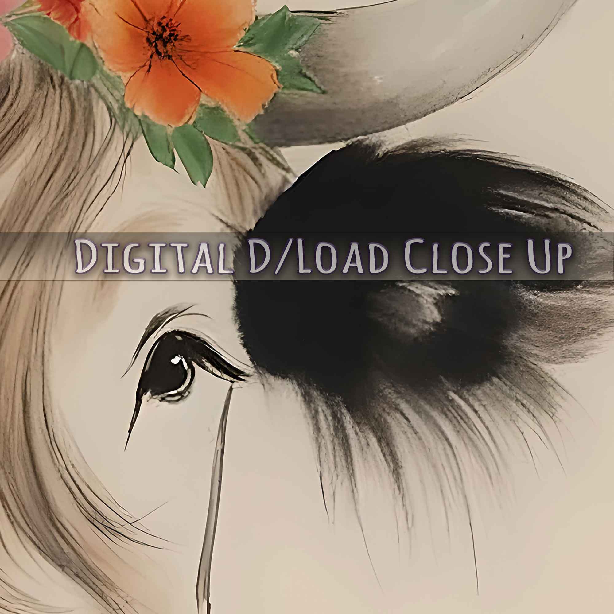 Highland Cow Digital Art Download Chinese Brush Painting Rustic Decor - WallArtPrints4U