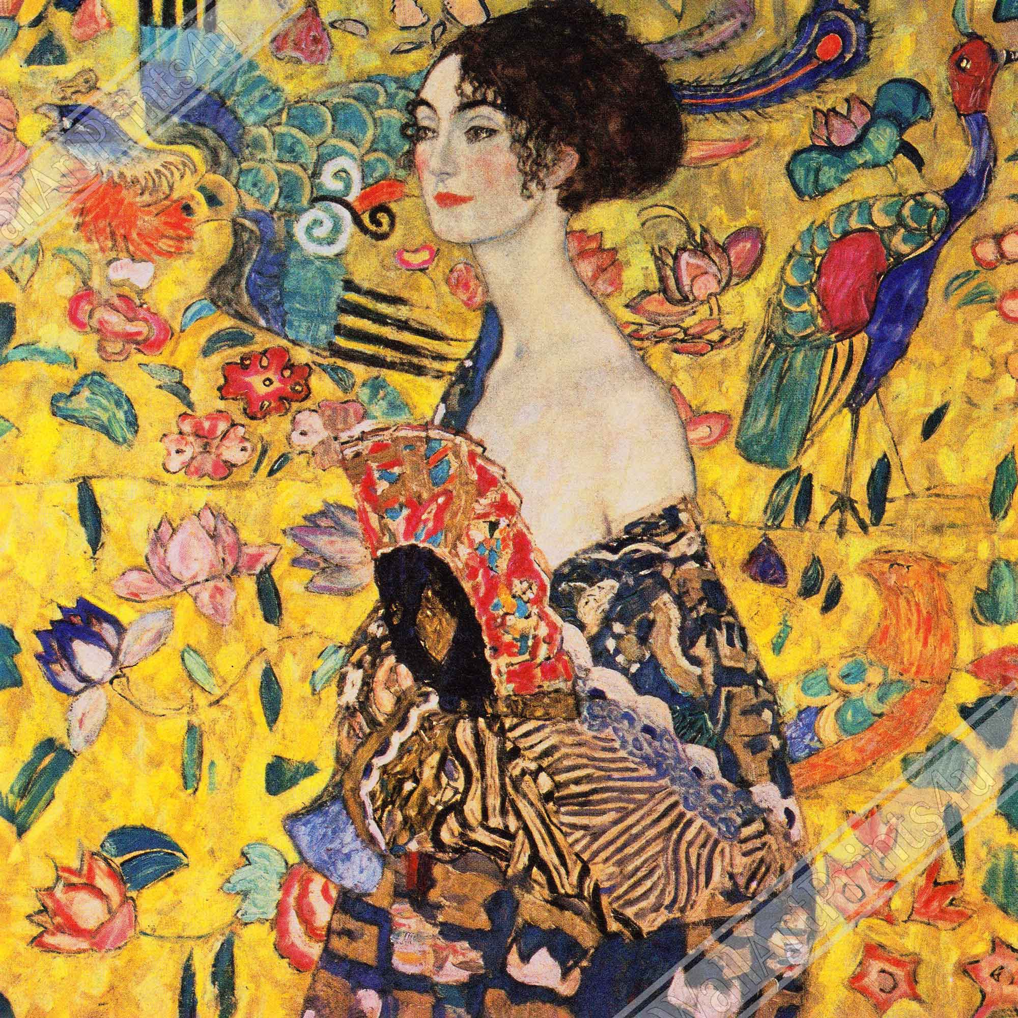 Lady With A Fan Canvas Print, Gustav Klimt Poster, 1917 - WallArtPrints4U