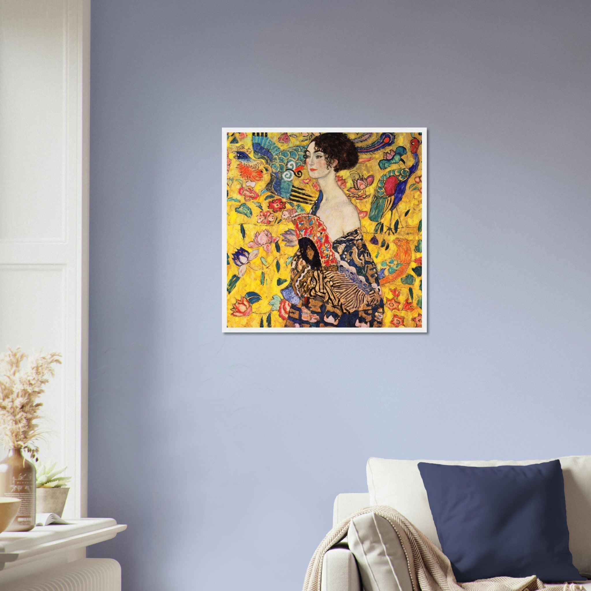 Lady With A Fan Framed Print, Gustav Klimt Poster, 1917 - WallArtPrints4U