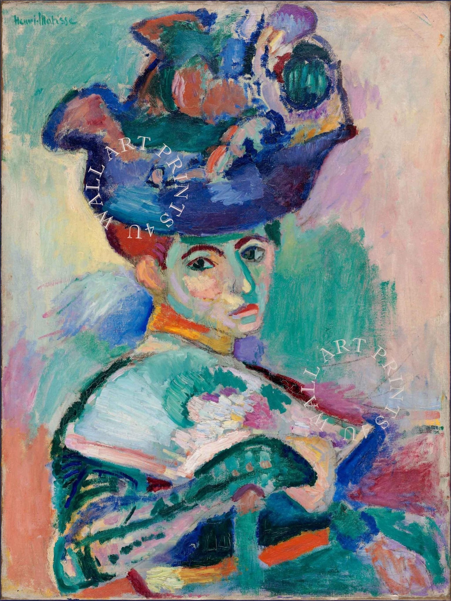 Matisse Woman with a Hat Poster Print Henri Matisse Wall Art Fauvism Style Matisse Artful Decor Gift Idea - WallArtPrints4U