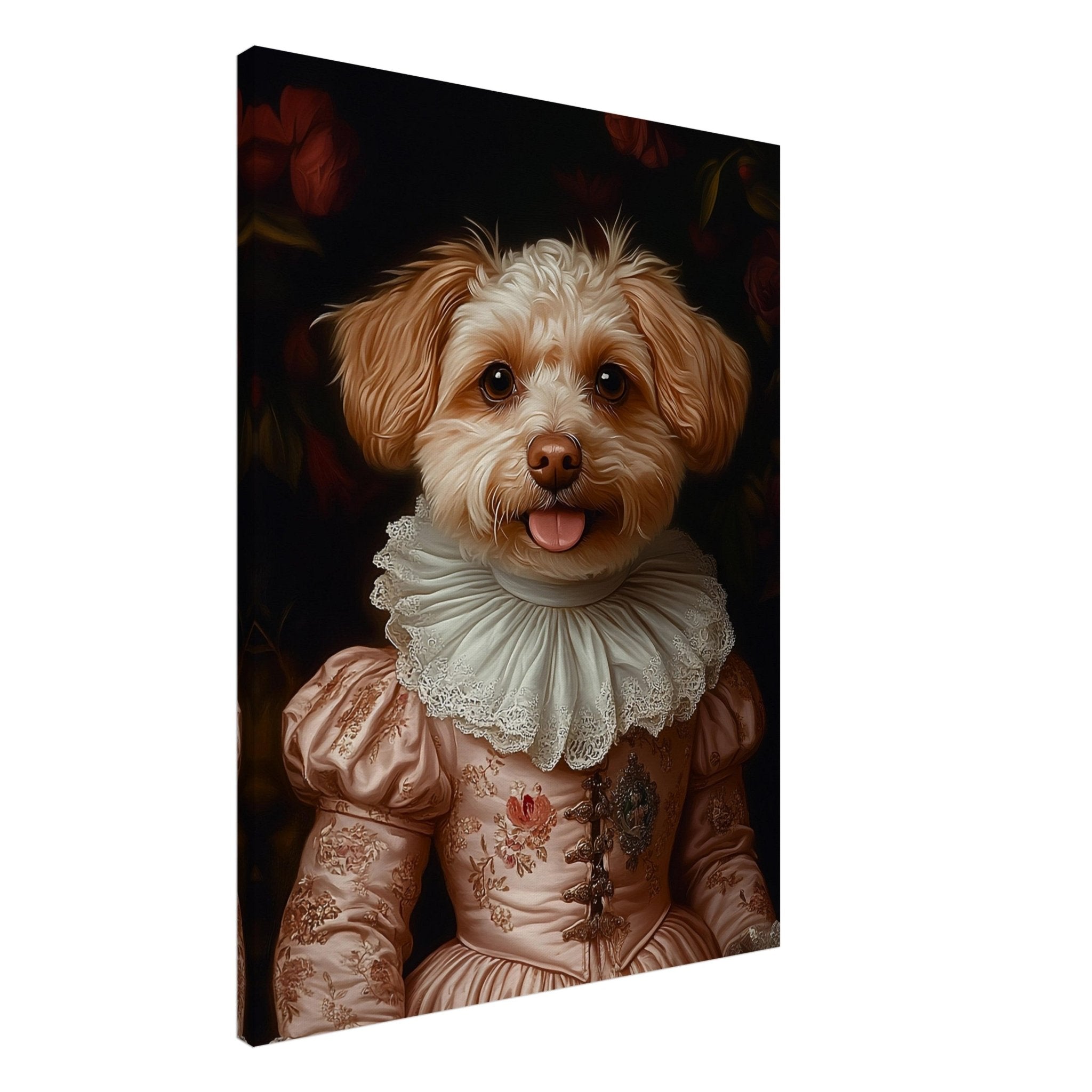 Medieval Lady Pet Portrait Canvas, Custom Cat / Dog Painting, Canvas Portrait From Photo - WallArtPrints4U