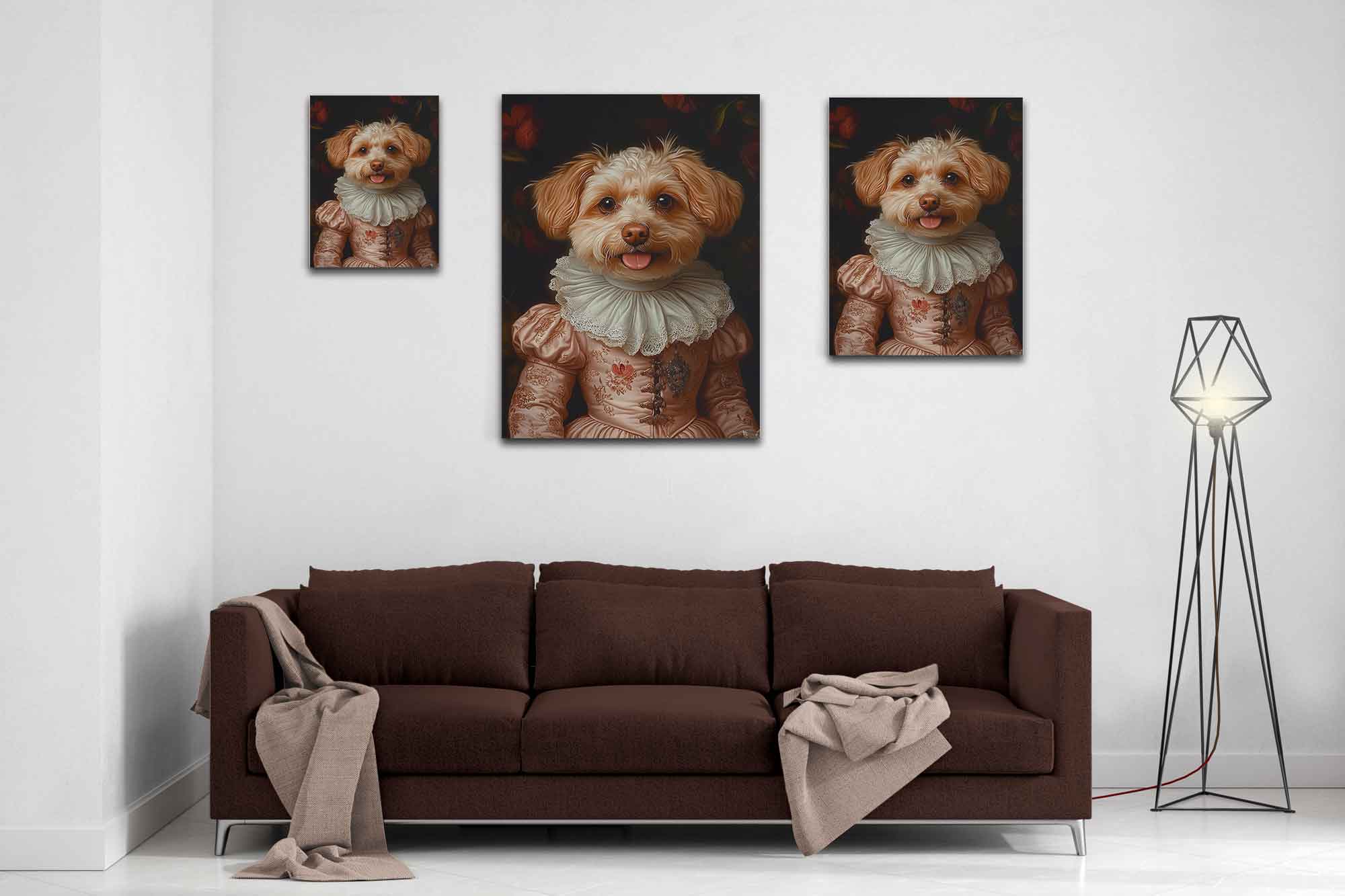 Medieval Lady Pet Portrait Canvas, Custom Cat / Dog Painting, Canvas Portrait From Photo - WallArtPrints4U