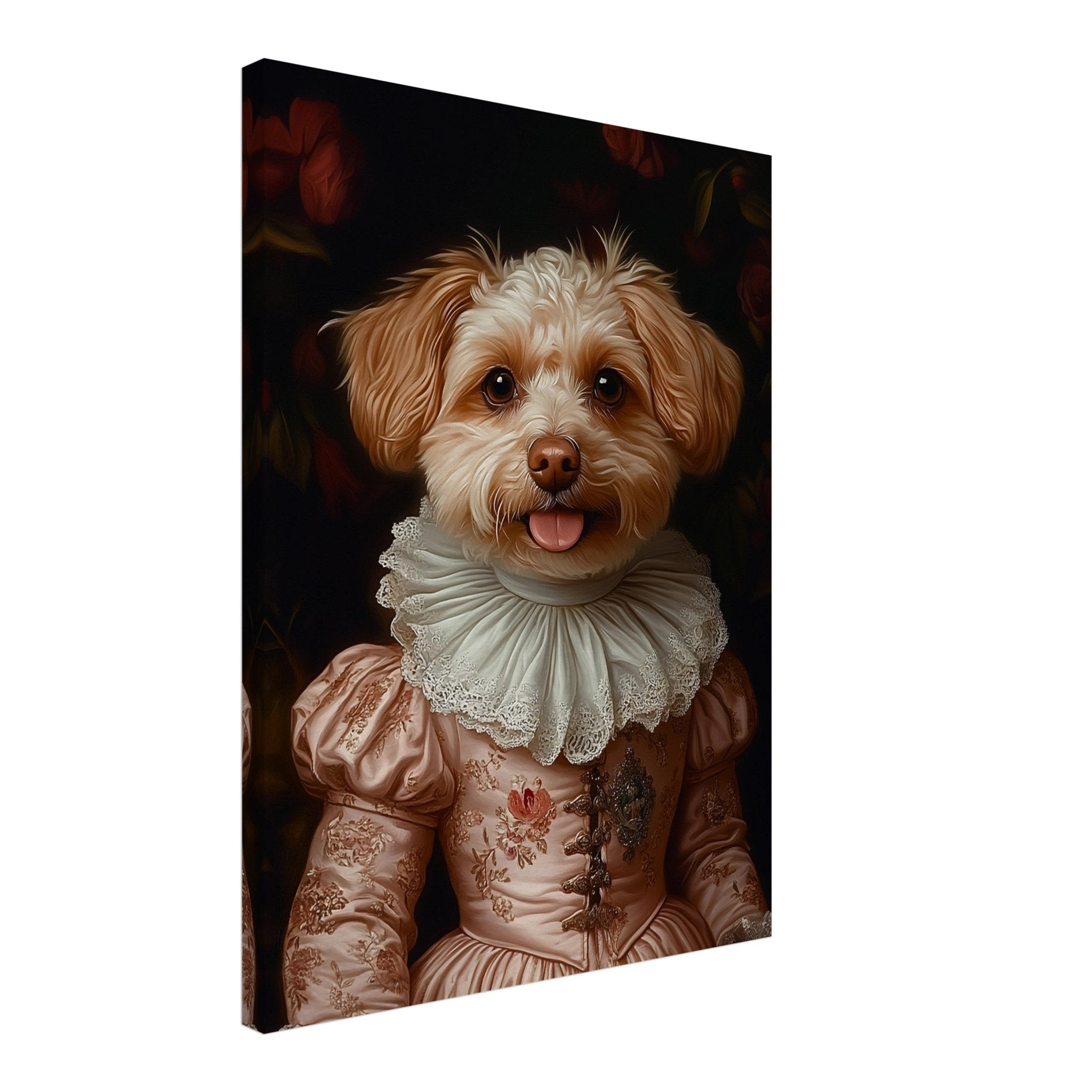 Medieval Lady Pet Portrait Canvas, Custom Cat / Dog Painting, Canvas Portrait From Photo - WallArtPrints4U