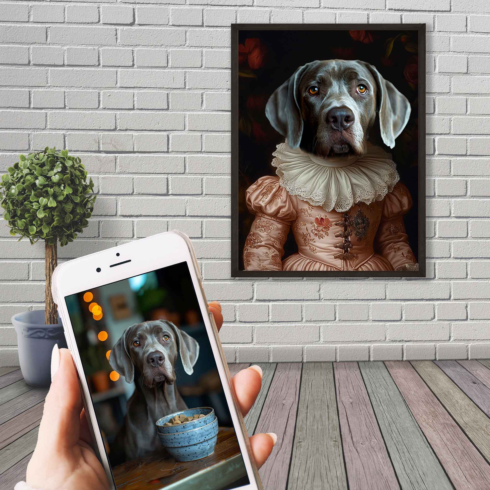 Medieval Pet Framed Print, Princess Cat / Dog Custom Portrait From Photo - WallArtPrints4U