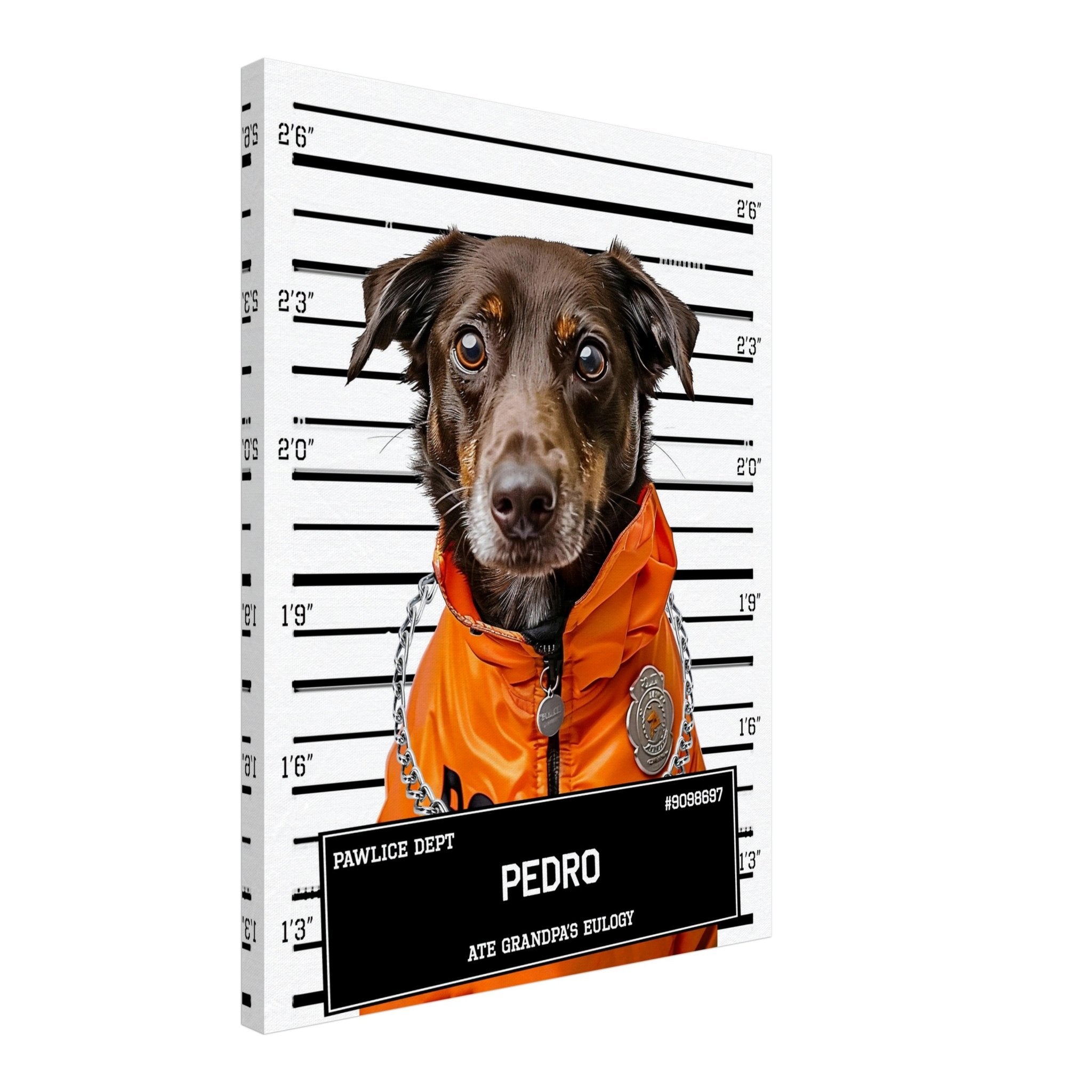 Medium Dog Police Mugshot Portrait Canvas Custom Print, Pet Criminal Canvas - WallArtPrints4U