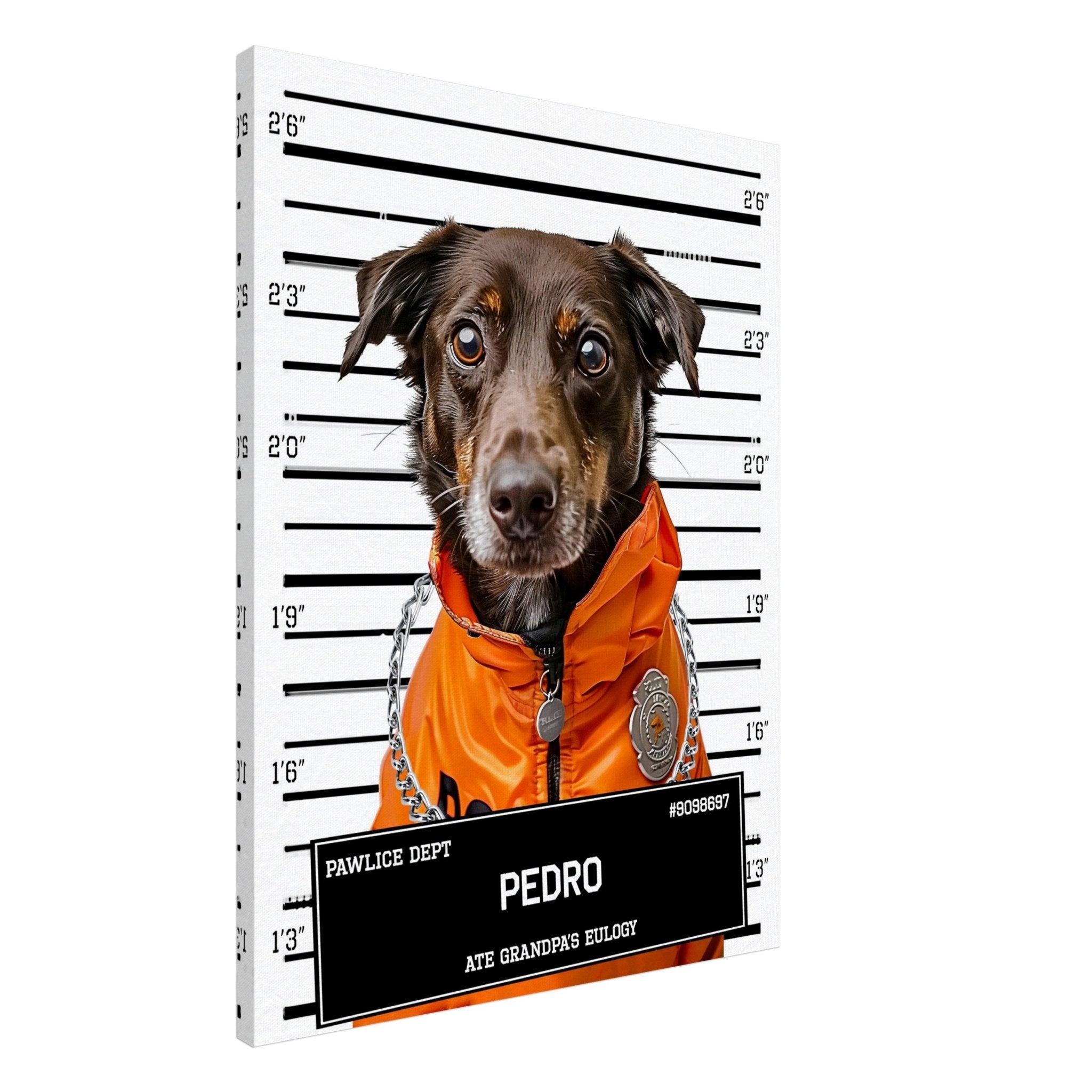 Medium Dog Police Mugshot Portrait Canvas Custom Print, Pet Criminal Canvas - WallArtPrints4U