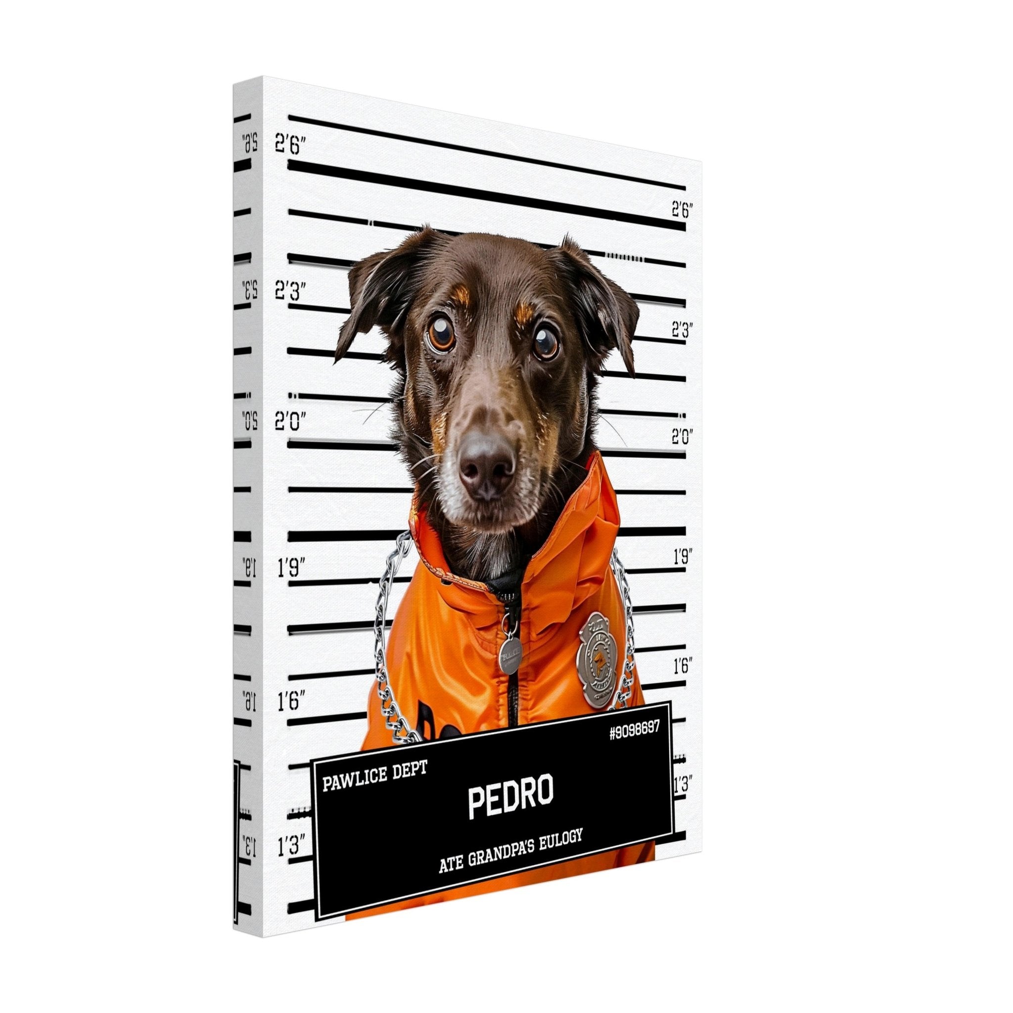 Medium Dog Police Mugshot Portrait Canvas Custom Print, Pet Criminal Canvas - WallArtPrints4U