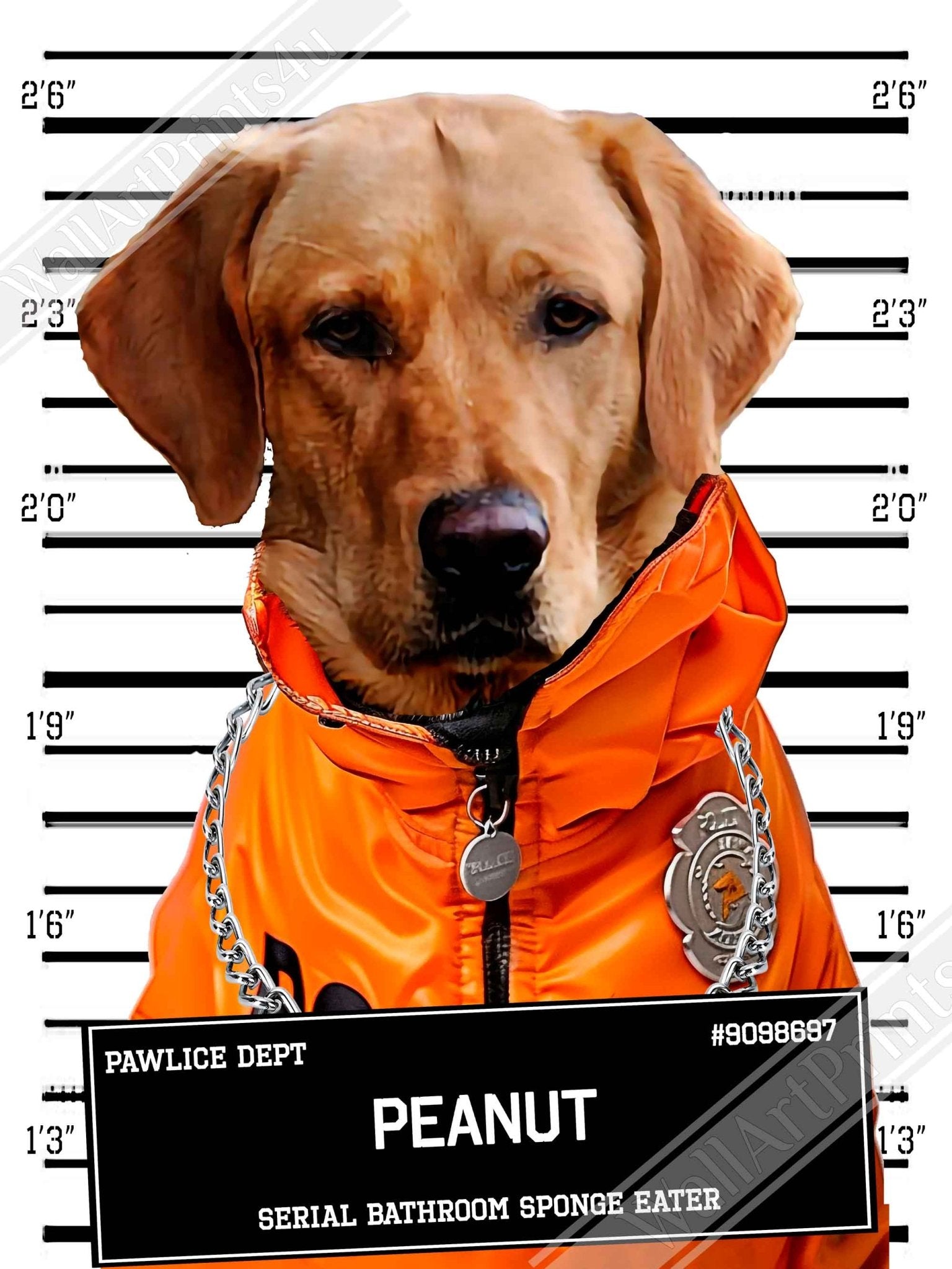 Medium Dog Police Mugshot Portrait Canvas Custom Print, Pet Criminal Canvas - WallArtPrints4U