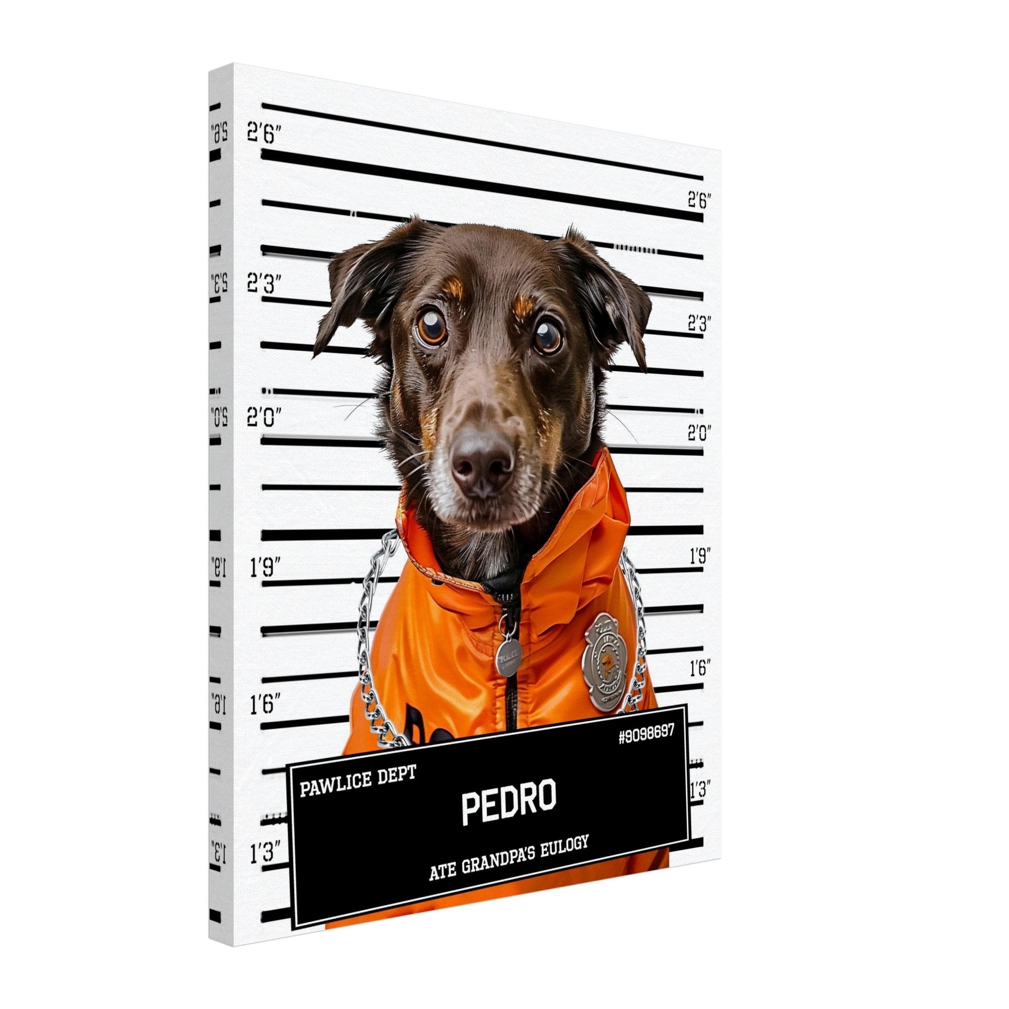 Medium Dog Police Mugshot Portrait Canvas Custom Print, Pet Criminal Canvas - WallArtPrints4U