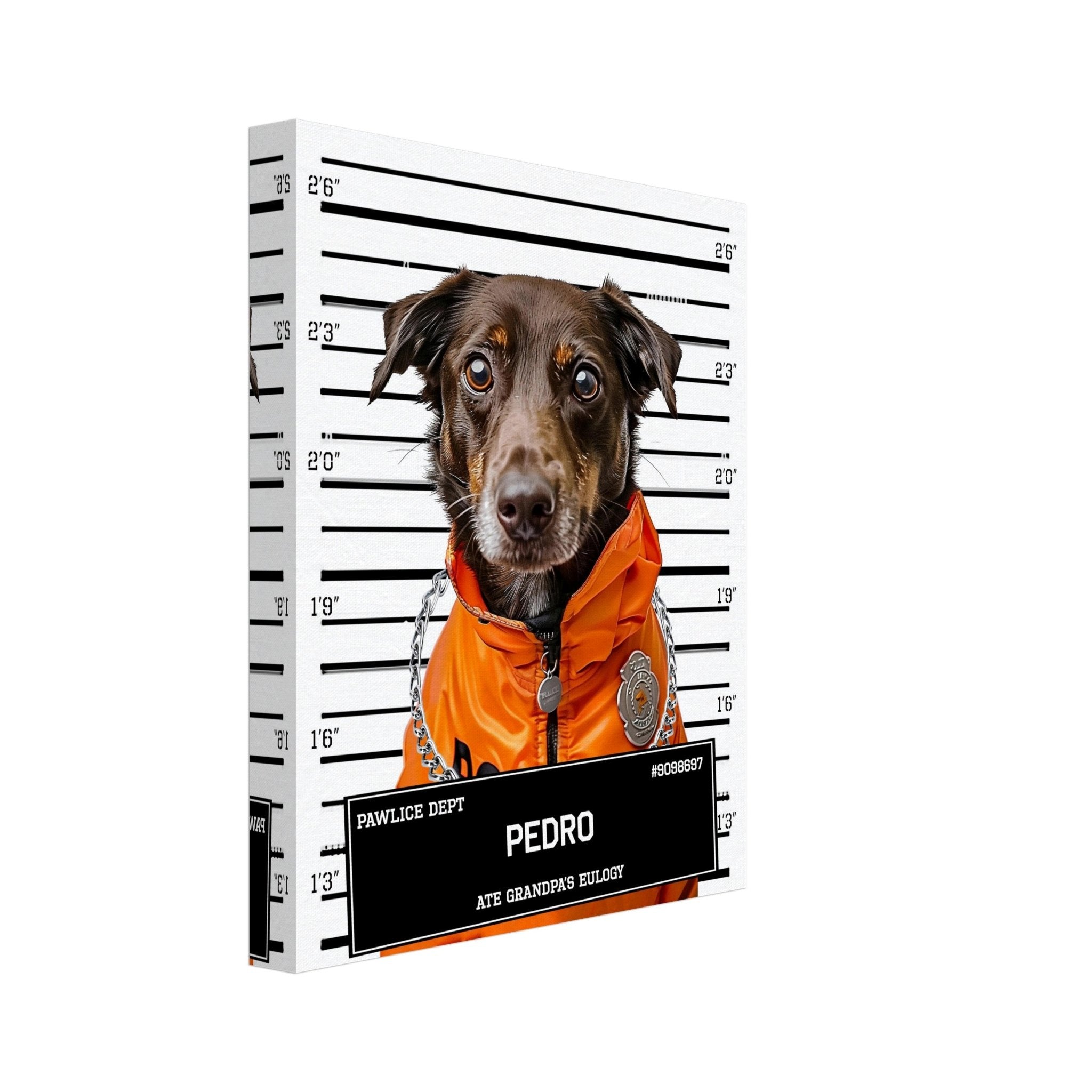 Medium Dog Police Mugshot Portrait Canvas Custom Print, Pet Criminal Canvas - WallArtPrints4U