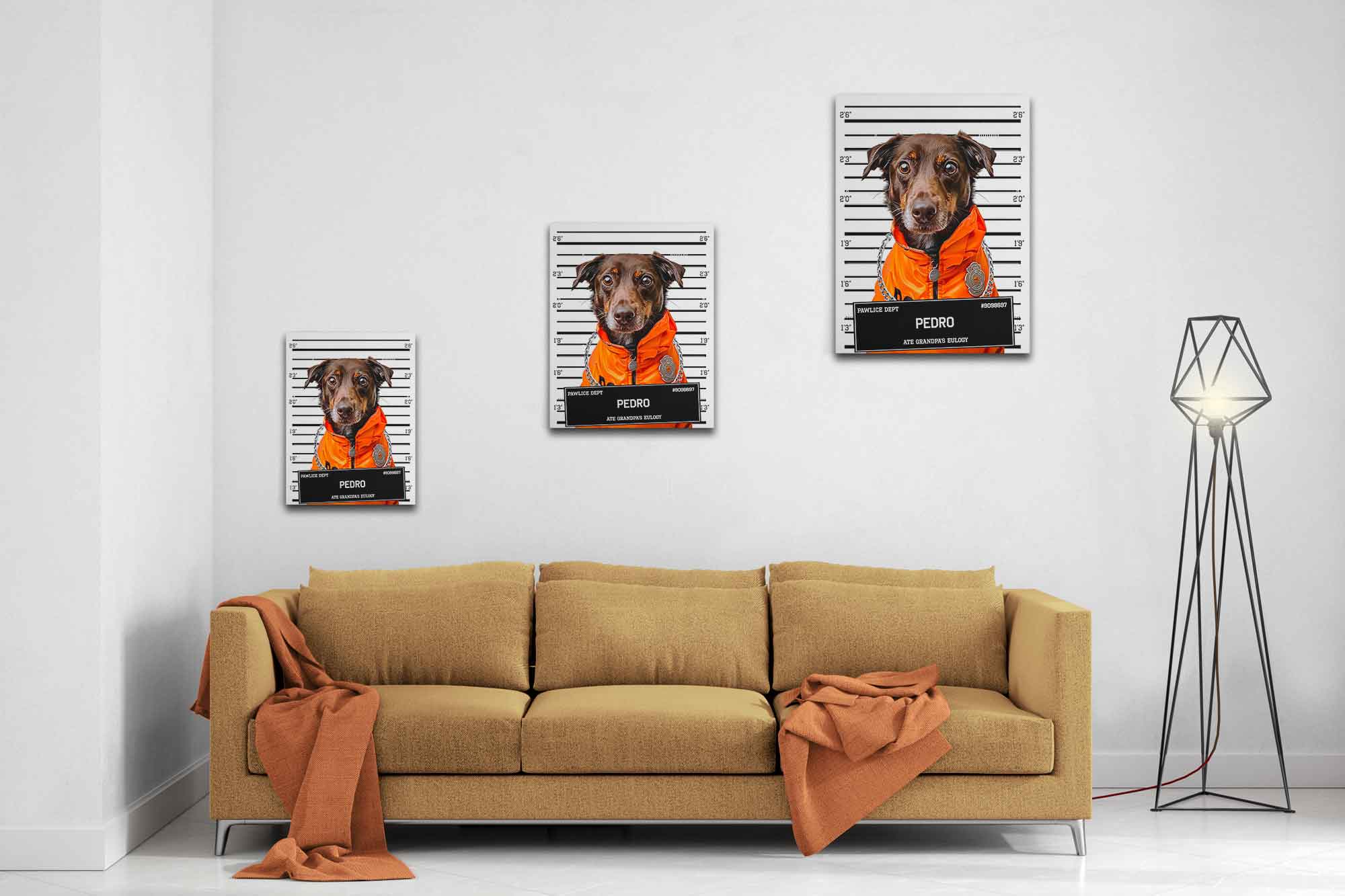 Medium Dog Police Mugshot Portrait Canvas Custom Print, Pet Criminal Canvas - WallArtPrints4U