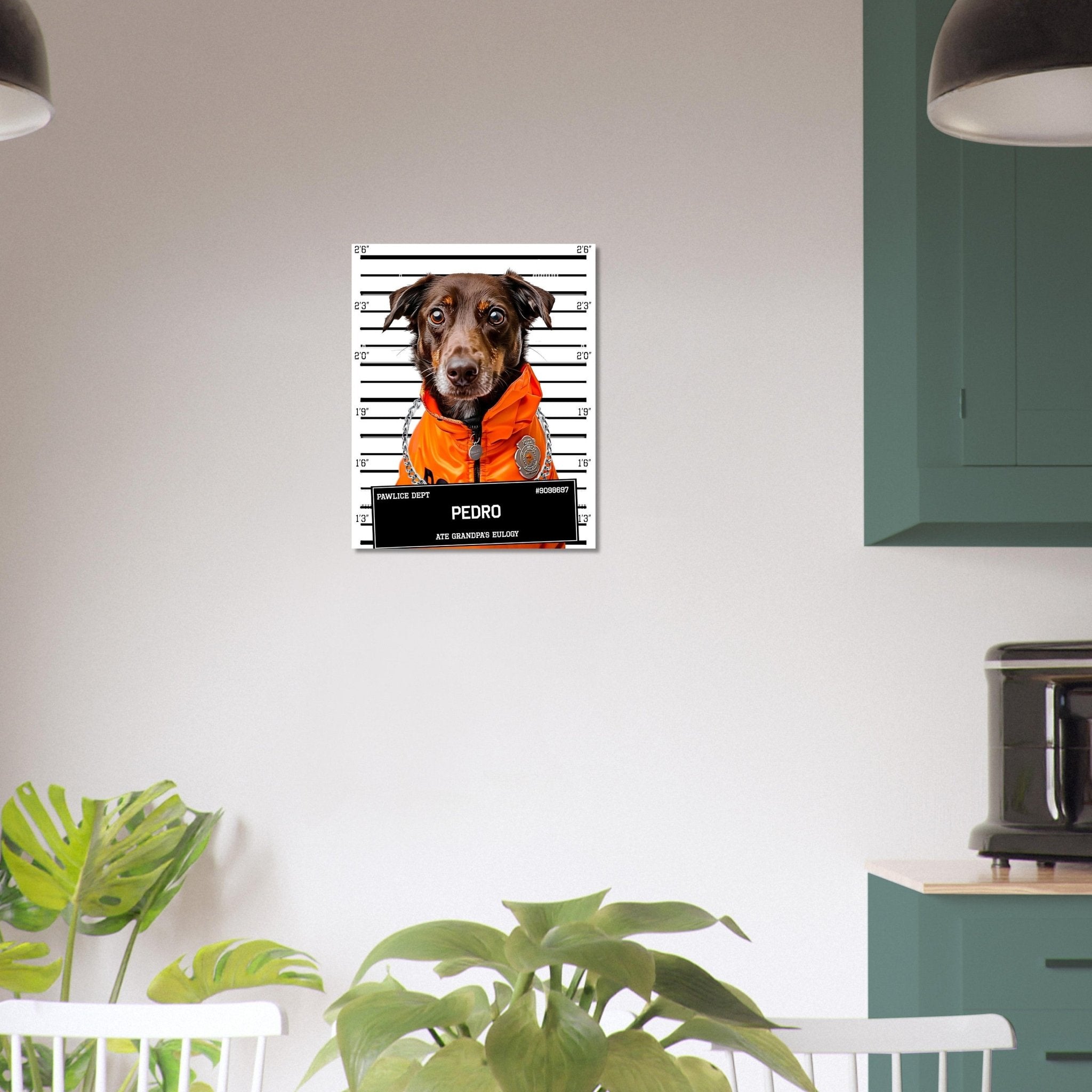 Medium Dog Police Mugshot Portrait Poster Custom Print, Pet Criminal Poster - WallArtPrints4U