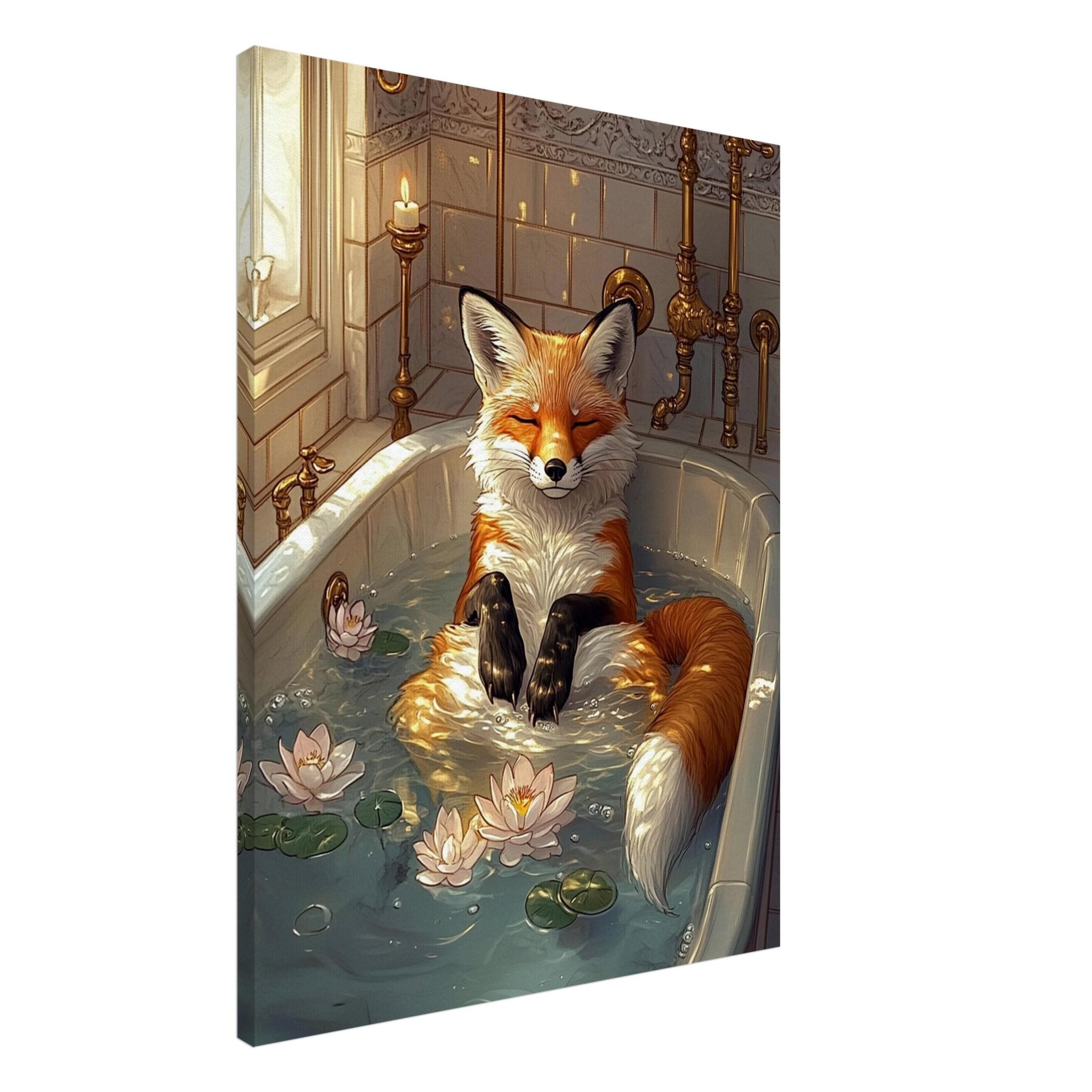 Mindful Fox Canvas Vintage Bathtub Wall Art Feminist Meditation Decor Jungle Luxury Aesthetic - WallArtPrints4U