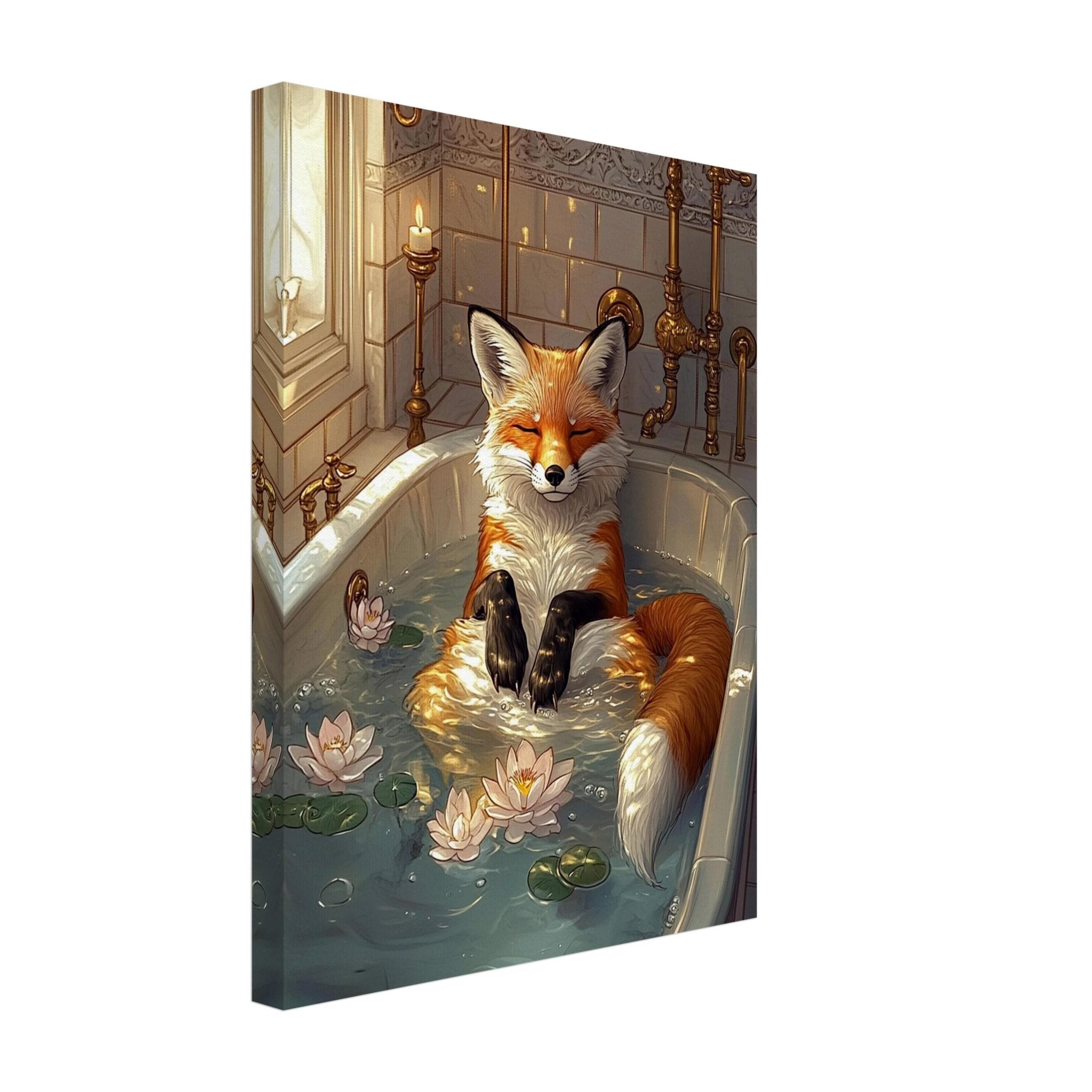 Mindful Fox Canvas Vintage Bathtub Wall Art Feminist Meditation Decor Jungle Luxury Aesthetic - WallArtPrints4U