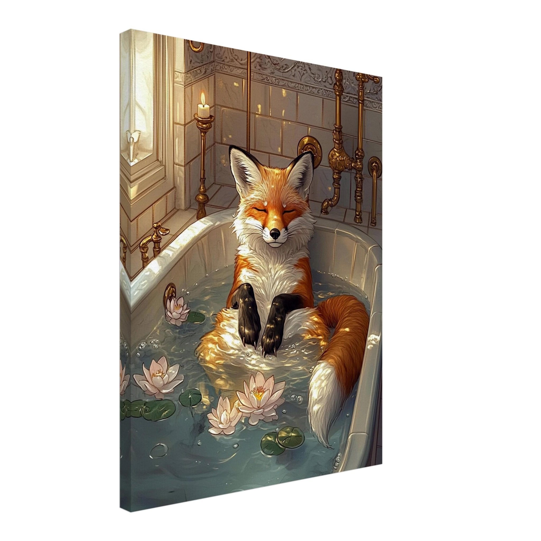 Mindful Fox Canvas Vintage Bathtub Wall Art Feminist Meditation Decor Jungle Luxury Aesthetic - WallArtPrints4U