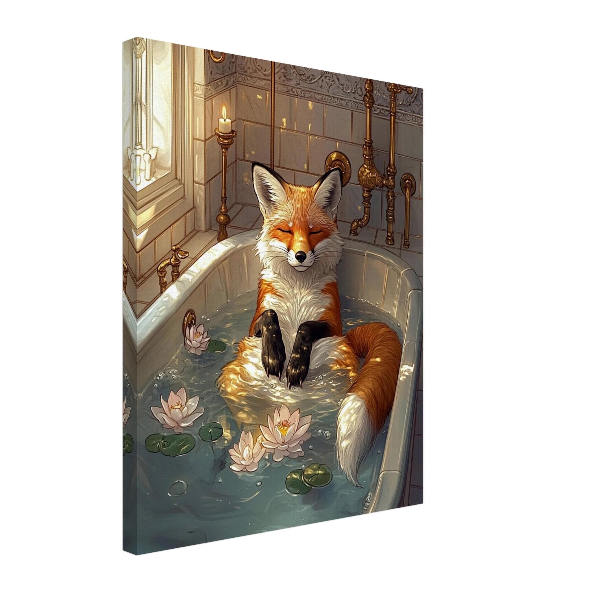Mindful Fox Canvas Vintage Bathtub Wall Art Feminist Meditation Decor Jungle Luxury Aesthetic - WallArtPrints4U