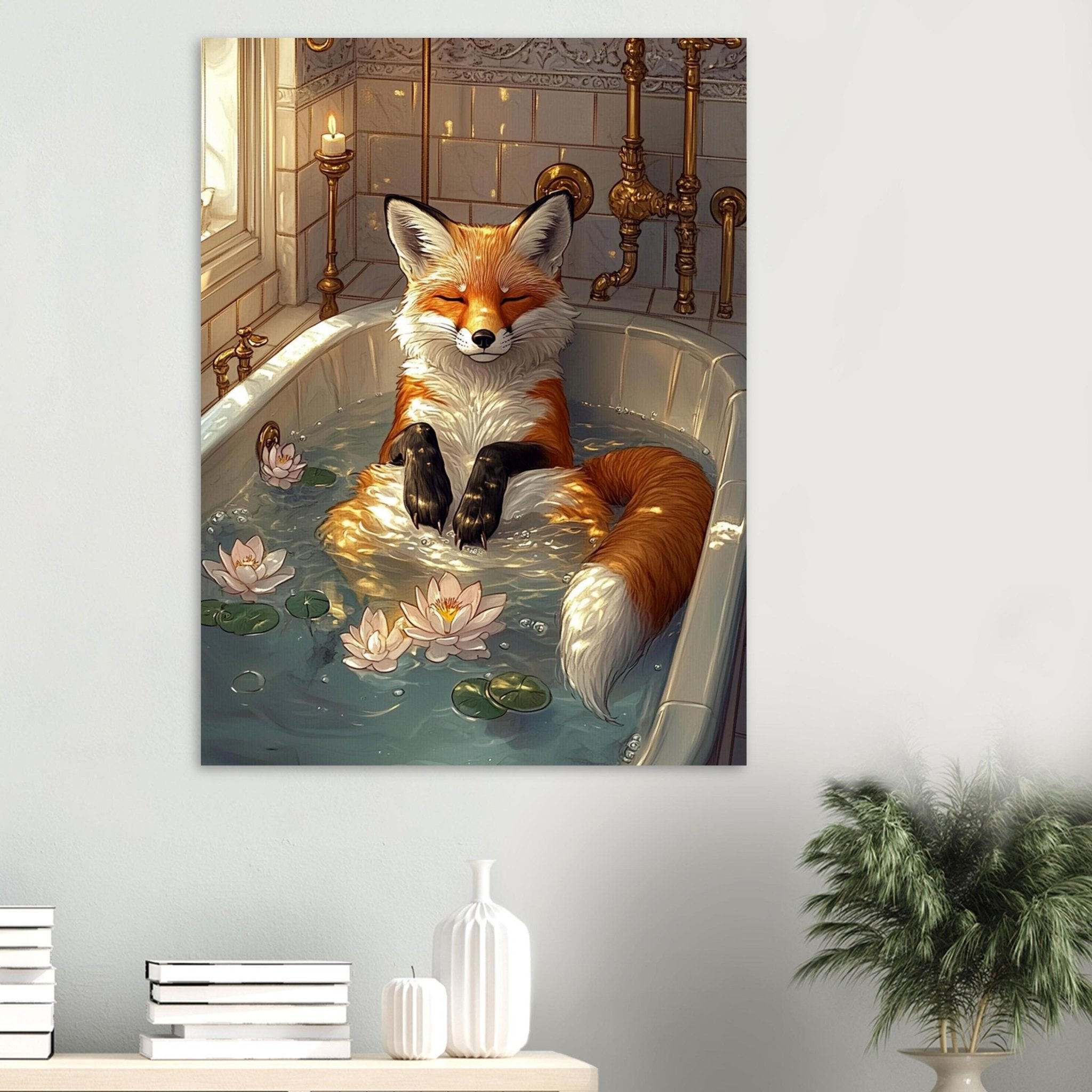Mindful Fox Poster In Vintage Bathtub Meditating Feminist Maximalist Poster Wall Art Eclectic Bathroom Decor Trendy Fox Gift 5 - WallArtPrints4U